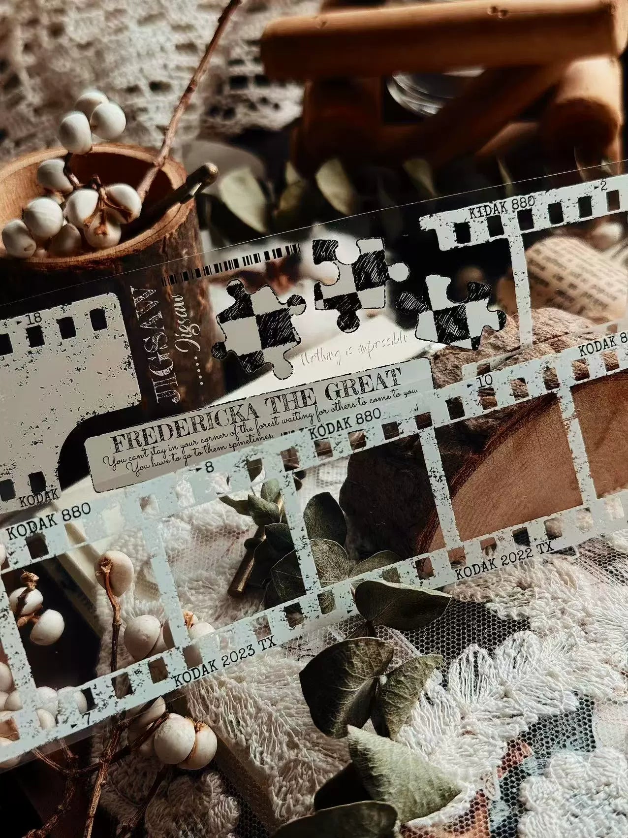 Linlanxi【Memories of Time】Original Washi/Pet Tape New Retro Life Old Film Series Decorative Tape Long Loop Full Roll