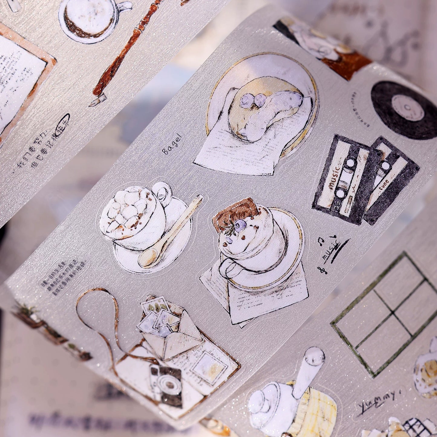 XiaoBaiJia Salt Series【A Person's Daily Routine】Pre-cut Orginal Design Washi/Pet Tape Light Retro Stickers