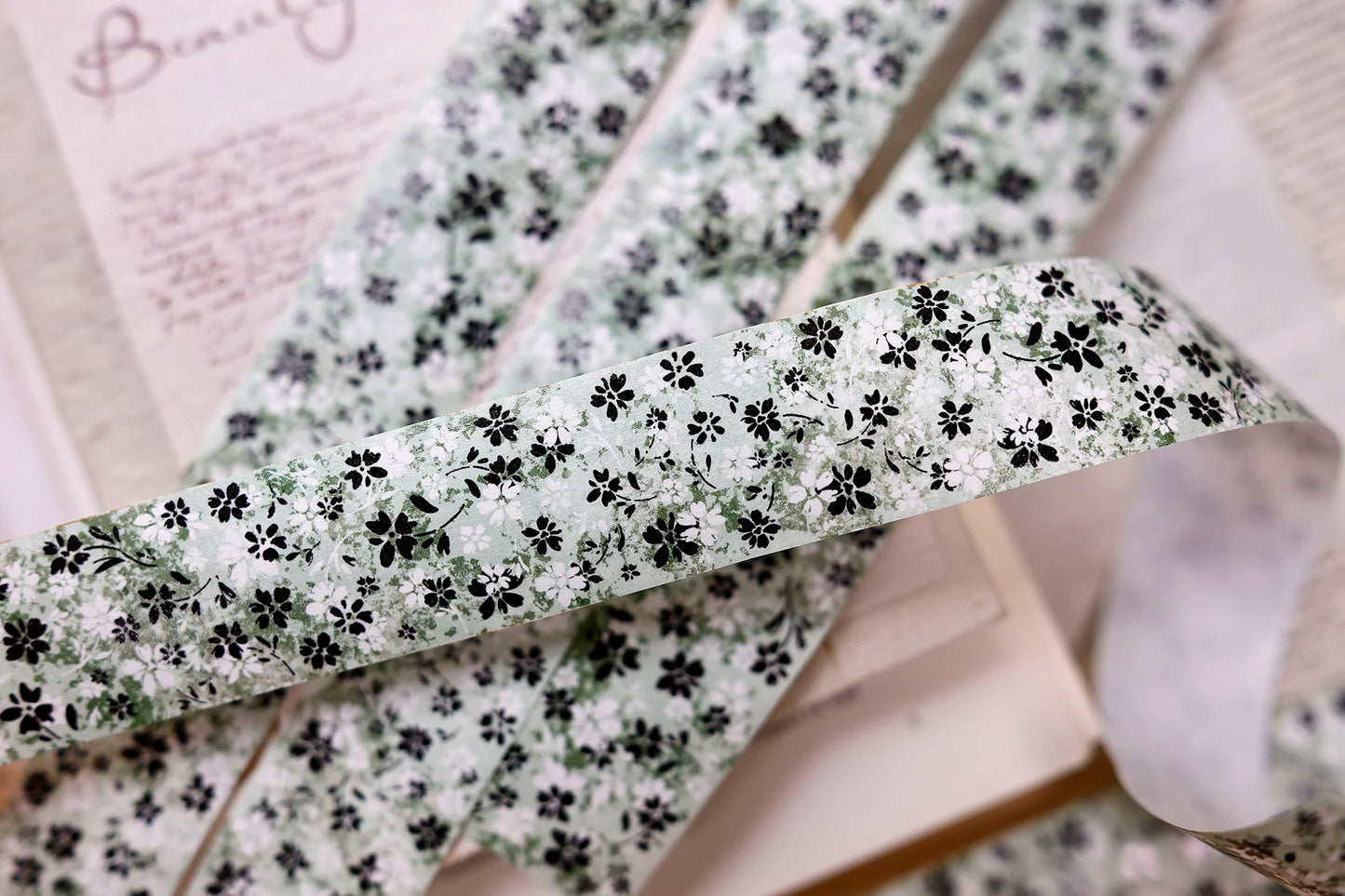 XiaoBaiJia Salt Series【Green Mist Flower Message / Brown Tea Flower Shadow】Pre-cut Orginal Design Washi/Pet Tape Light Retro Stickers