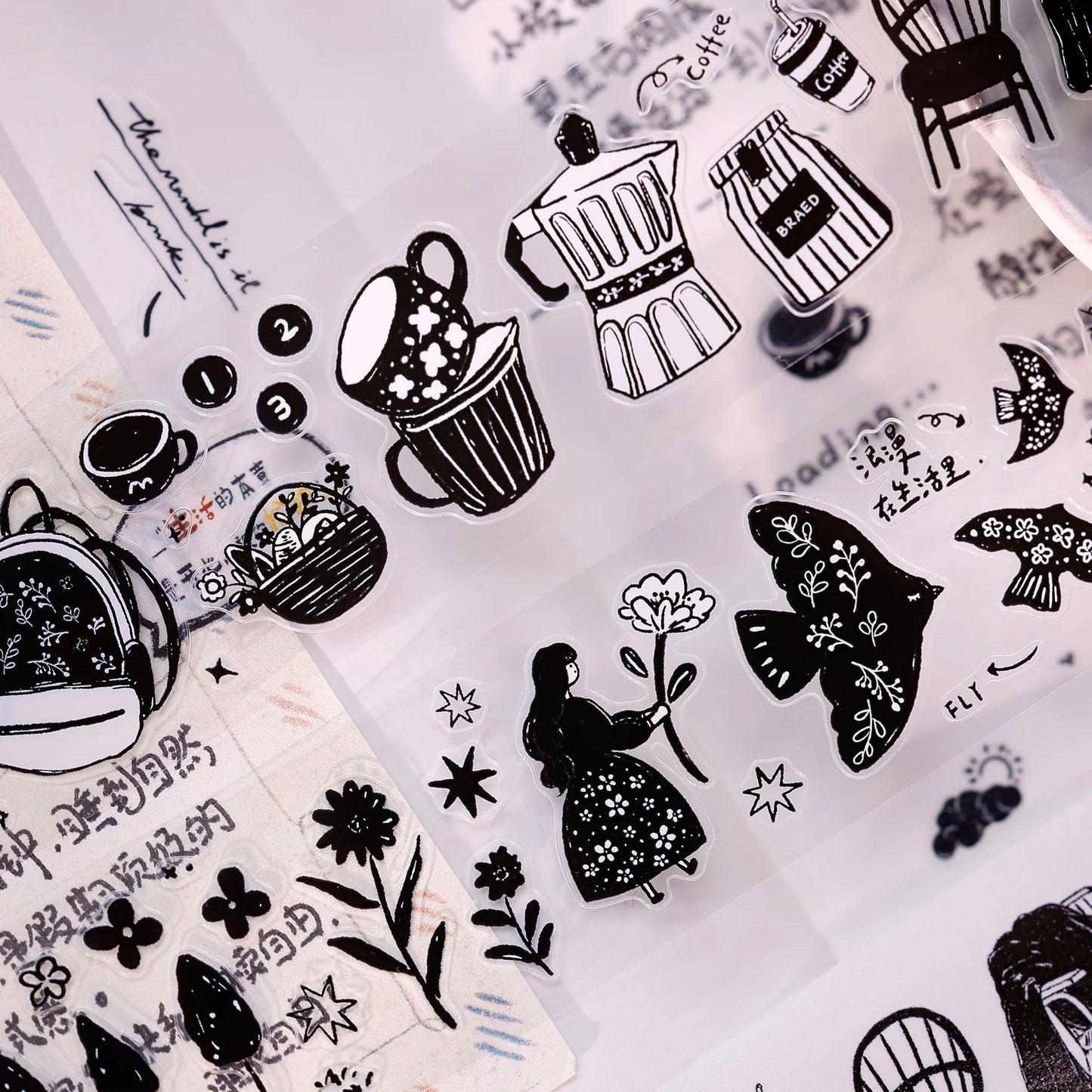 XiaoBaiJia Salt Series【Plain Color Painting】Pre-cut Orginal Design Mall Figures Embellish Washi/Pet Tape Light Retro Stickers