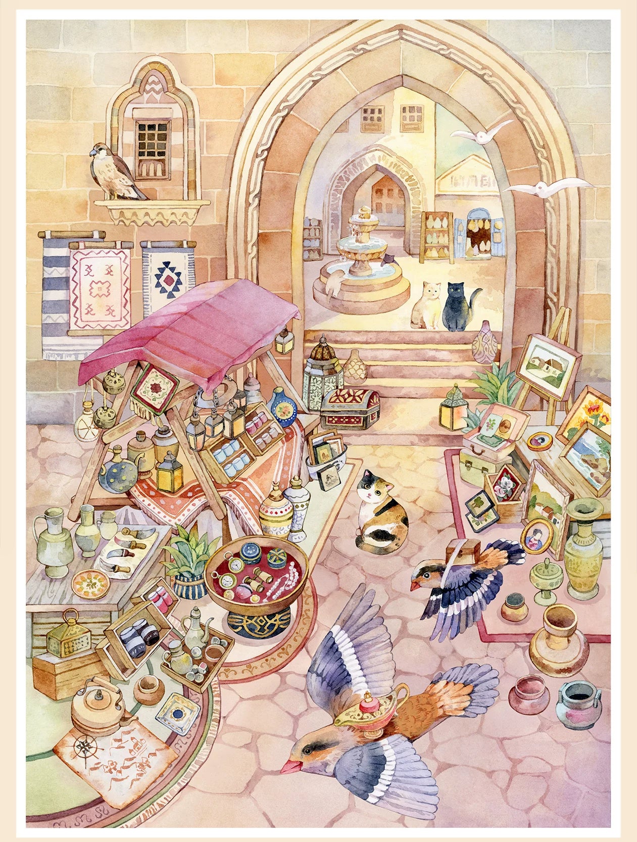 XingXing 4.0 Healing Watercolor Hand drawn Landscape Stickers Cat Street Museum Study