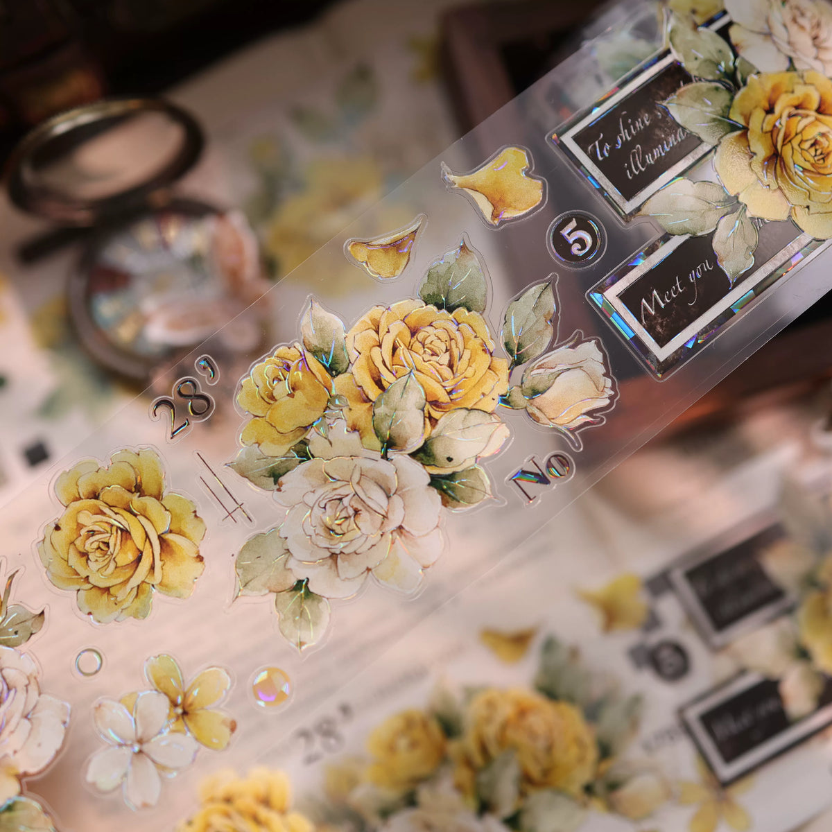 YiEr Vol18【Yellowed Letter Paper】Pre-cut Orginal Design Follower Washi Tape and PET Stickers
