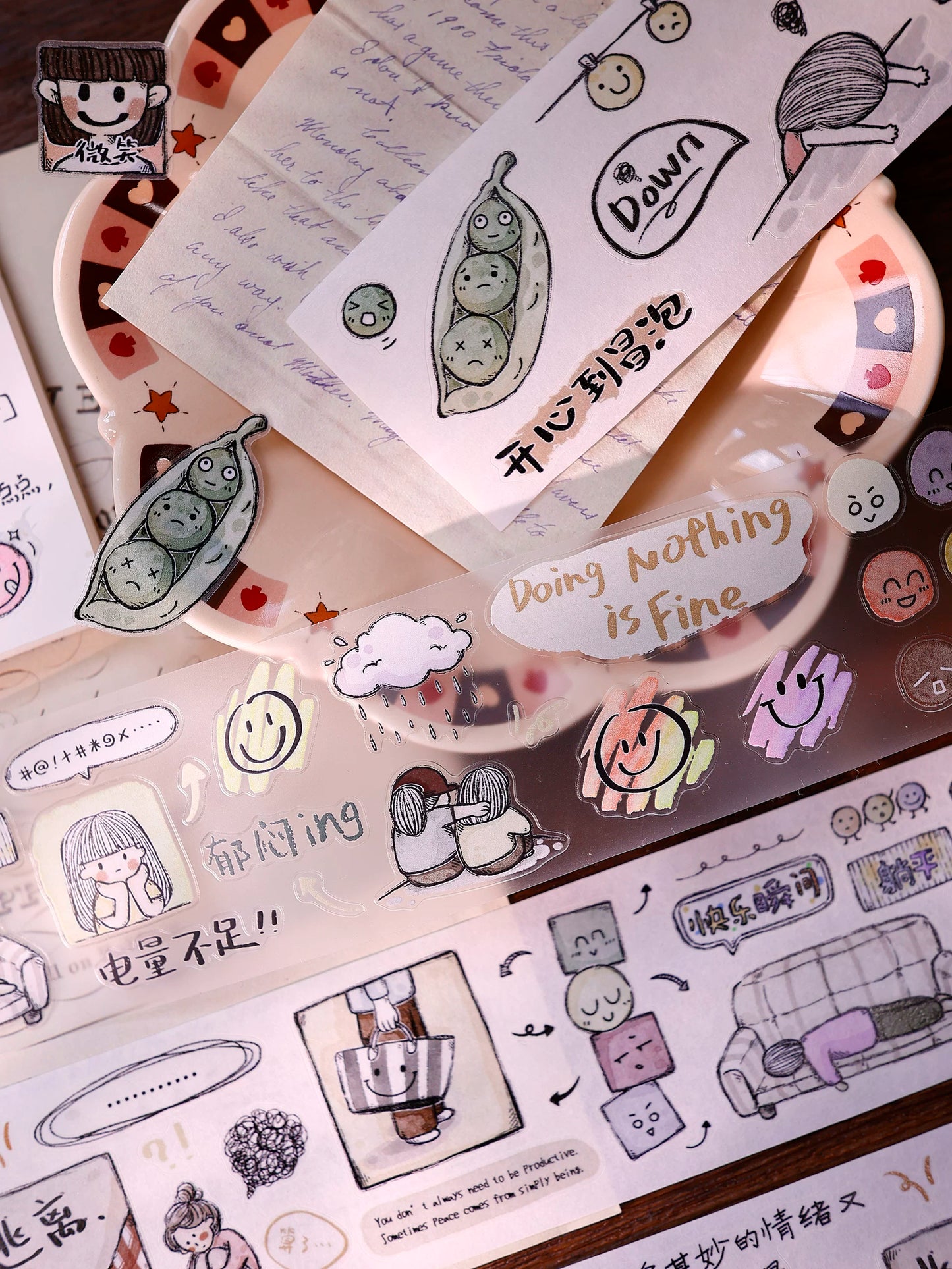 XiaoBaiJia Salt Series【Small Emotions】Pre-cut Orginal Design Vintage Text Washi/Pet Tape Light Retro Stickers