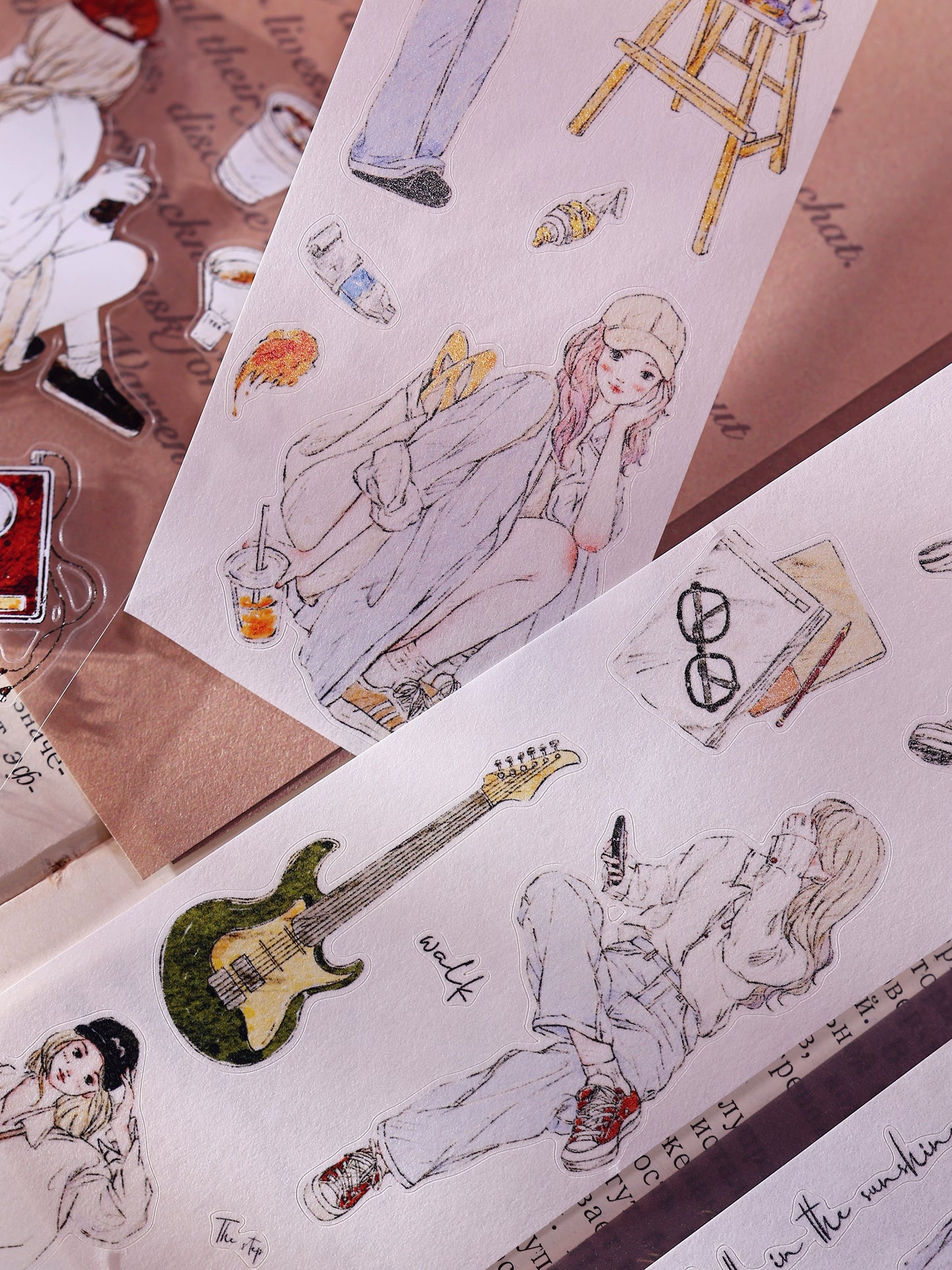 XiaoBaiJia Minimalist Style【Free Wind】Light Retro Orginal Design Washi Pet Tape Landscape Stickers