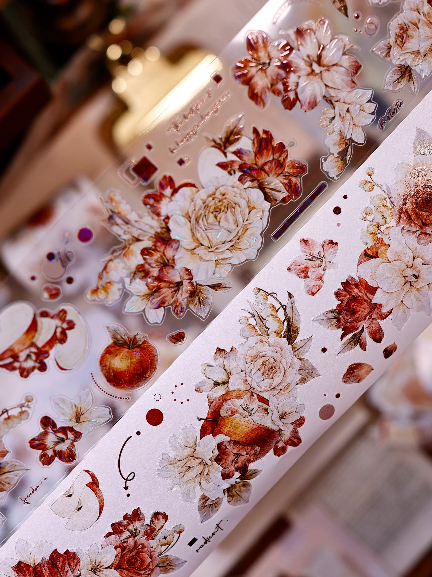 XiaoBaiJia【Sweet Dream Blossoms】Orginal Design Kiss-cut Washi/Pet Floral Tape Light Retro Landscaping Stickers