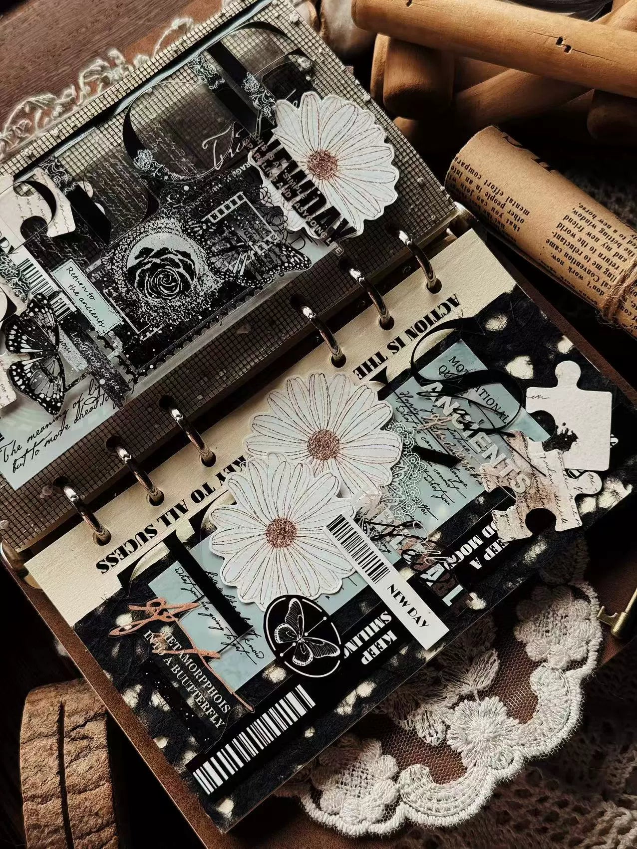 Linlanxi 【Residual Charm and Flowing Light】Original Pre-cut Washi/Pet Tape,New Fashion Retro Wider English Text