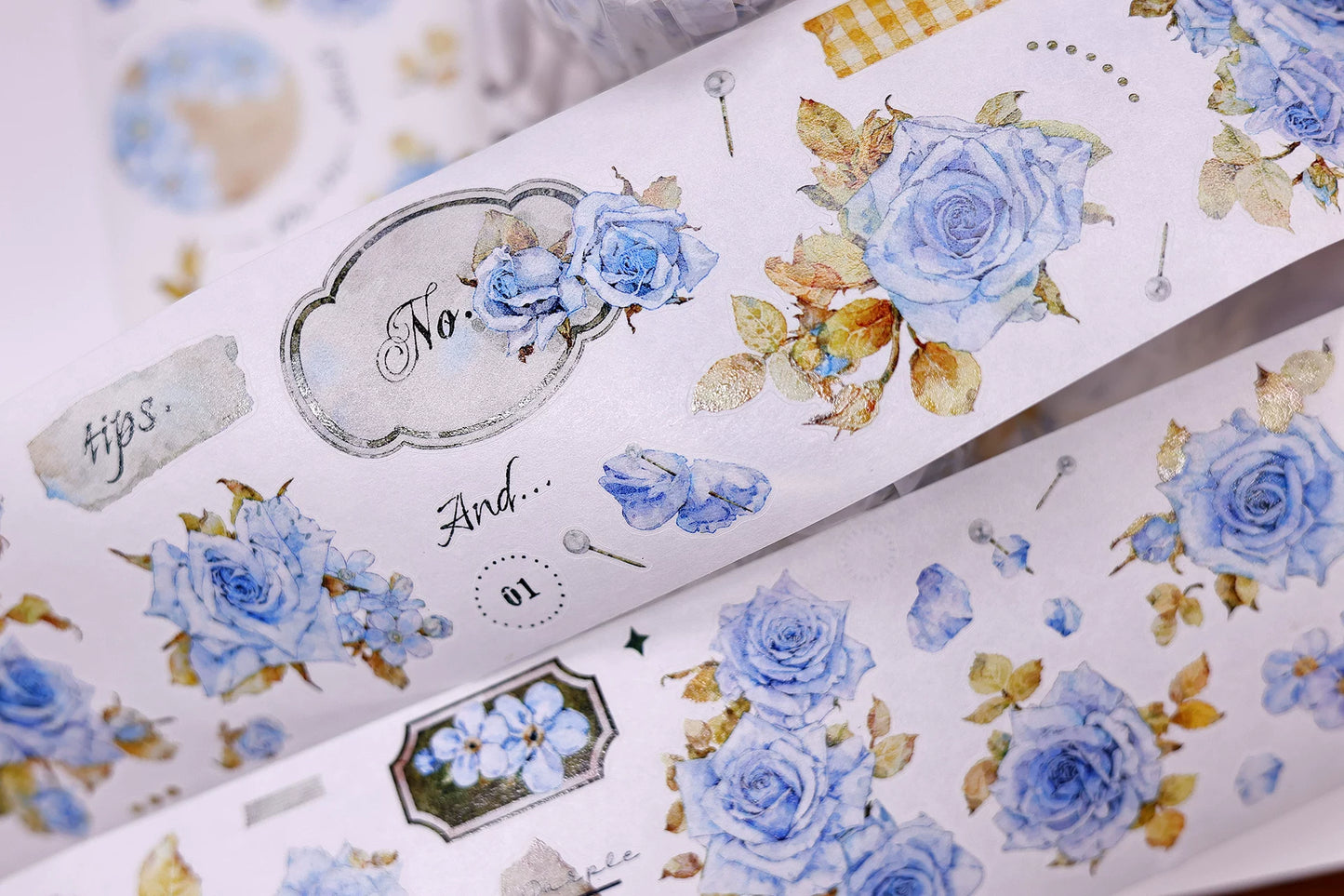 XiaoBaiJia Salt Series【Clear Dew】Pre-cut Orginal Design Floral Washi/Pet Tape Light Retro Stickers