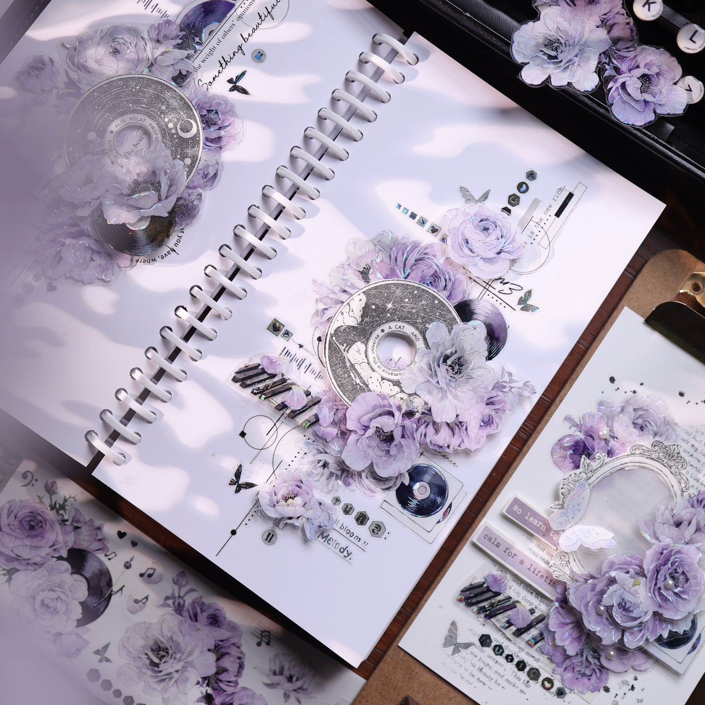 YiEr Vol17【Purple Echo】Kiss-cut Floral Washi Tape and PET Stickers