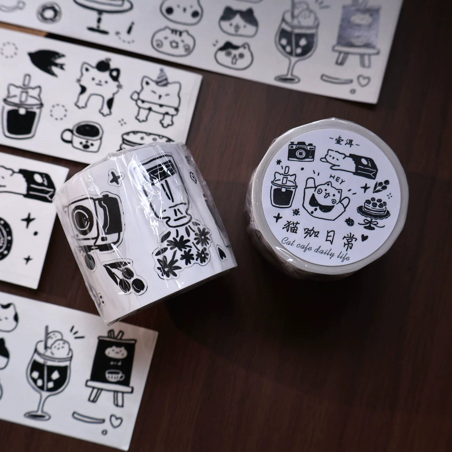 YiEr Minimalist Style Vol4【Cat Cafe Daily】Light Retro Orginal Design Washi Pet Tape Landscape Stickers