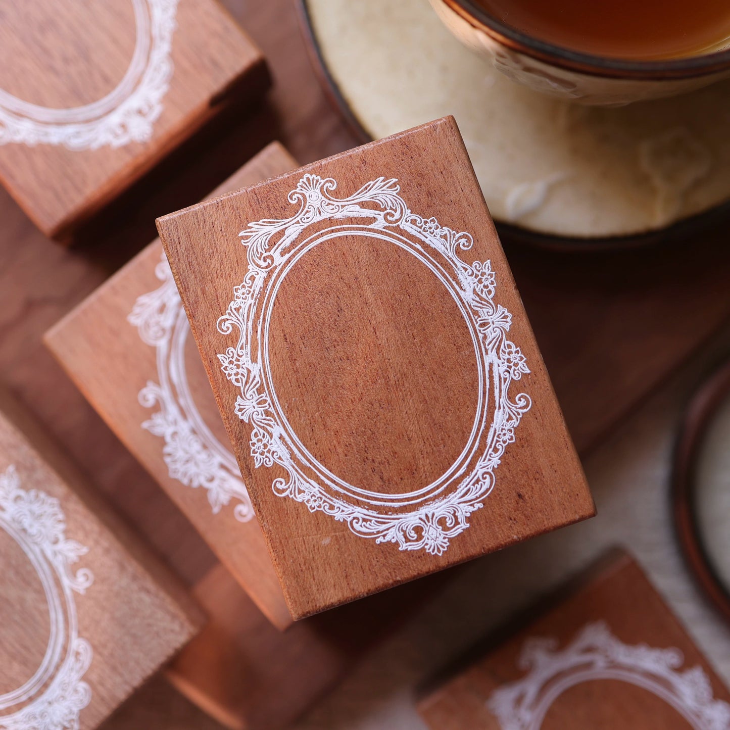 YiEr Vol17【Vintage Border】Imported Maple Red Rubber and Maple Wood Stamp
