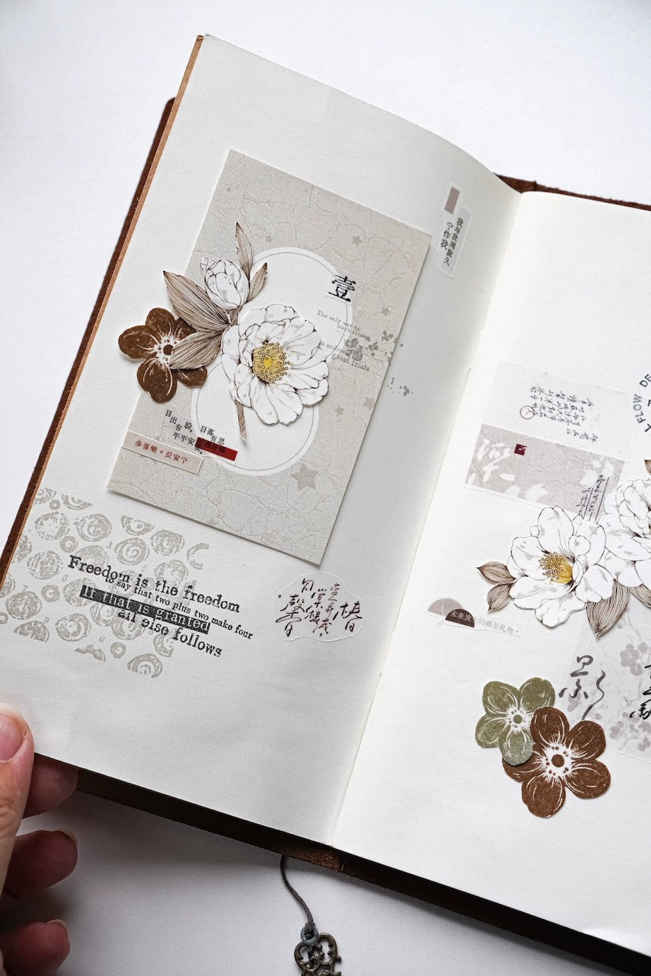 YuanZi Vol7【Misty White Camellia】Orginal Design Washi/Pet Tape Light Retro Flowers Stickers,for Scrapbook Supplies,Scrapbook Tape Stickers,Junk Journal Supplies