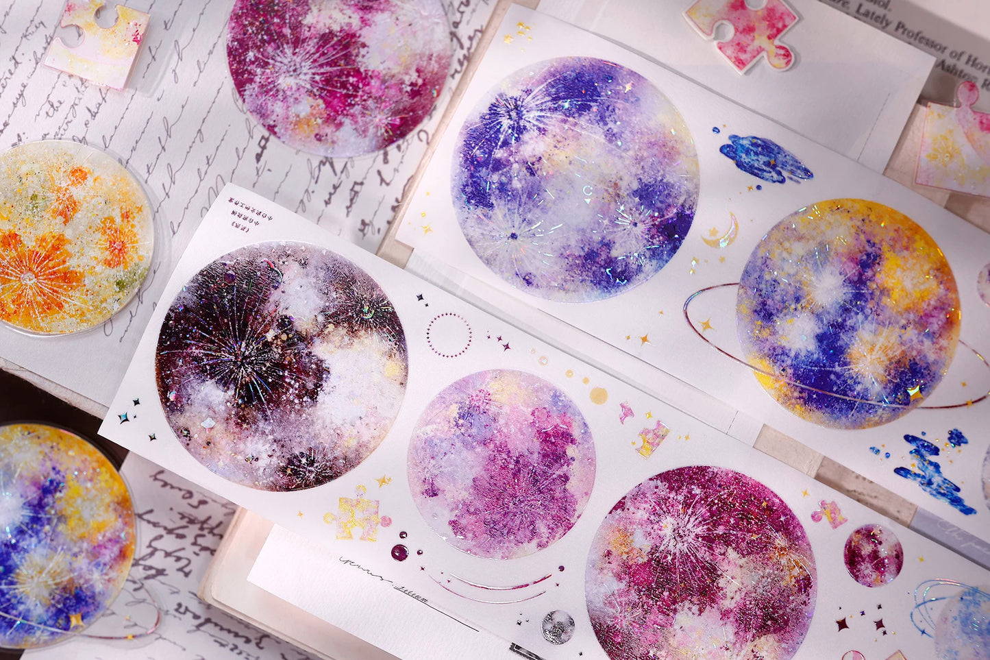 XiaoBaiJia【Starfall】Pre-cut Dream Planet Orginal Design Washi Pet Tape Light Retro Stickers