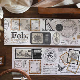 XiaoBaiJia 【Years Post Office】Orginal Design Washi/Pet Tape Light Retro Landscaping Stickers,for Scrapbook Supplies,Scrapbook Tape Stickers,Junk Journal Supplies