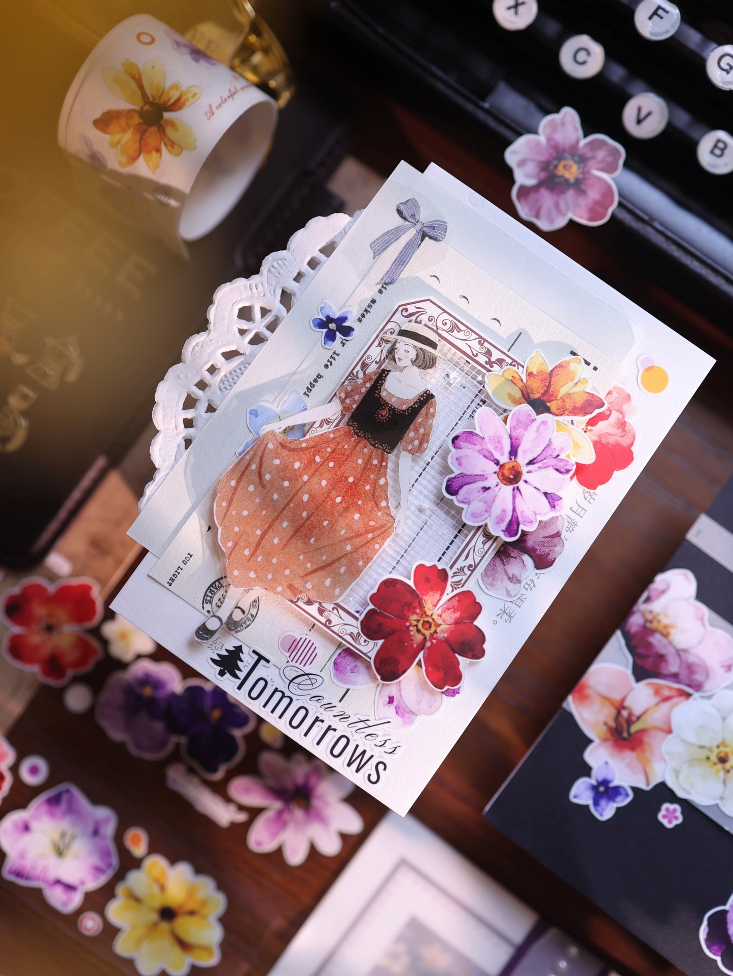 YiEr Vol17【Colorful Strips】Kiss-cut Floral Washi Tape and PET Stickers