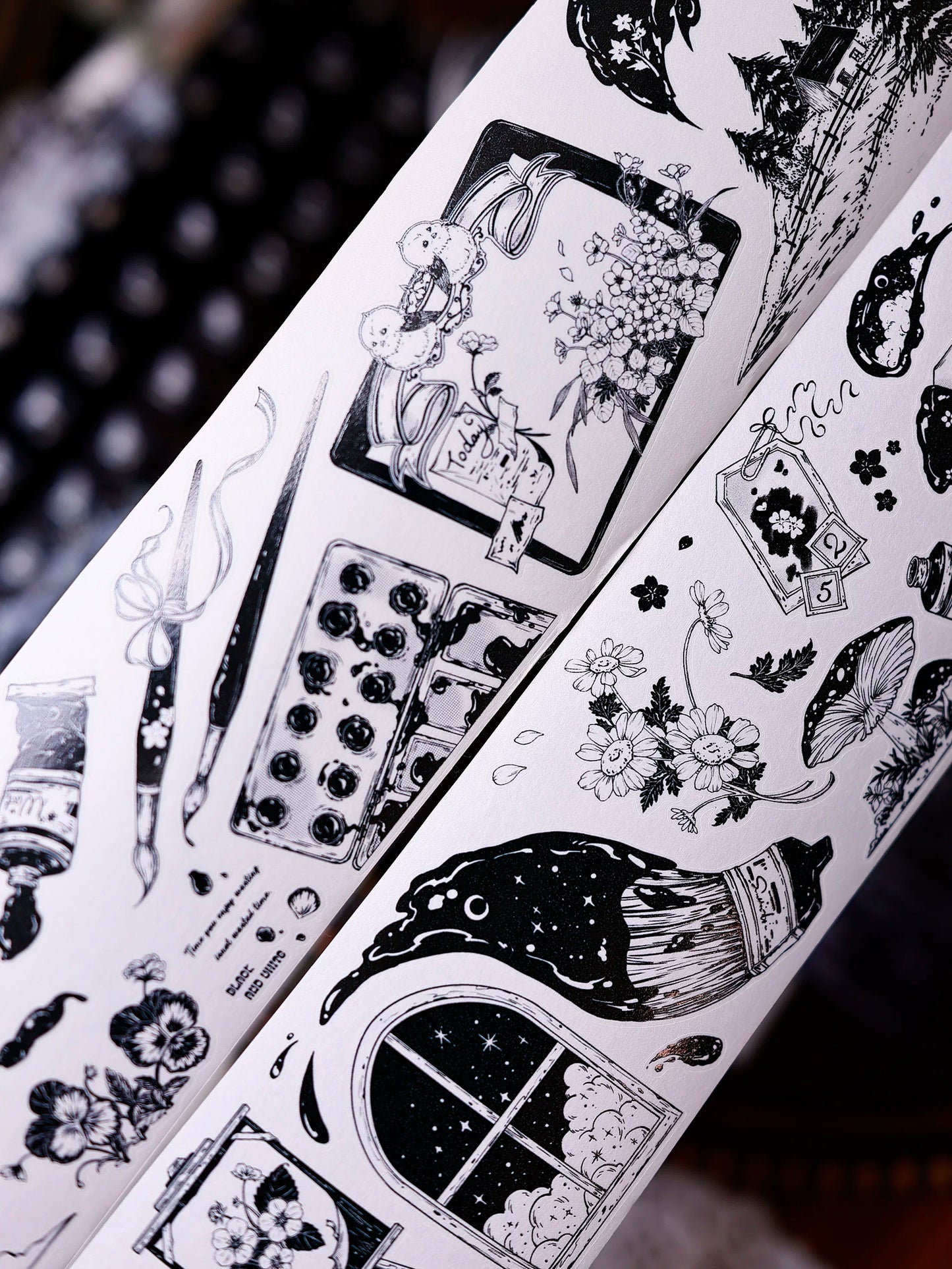 XiaoBaiJia Salt Series【Black and White Art World】Pre-cut Orginal Design Washi/Pet Tape Light Retro Stickers