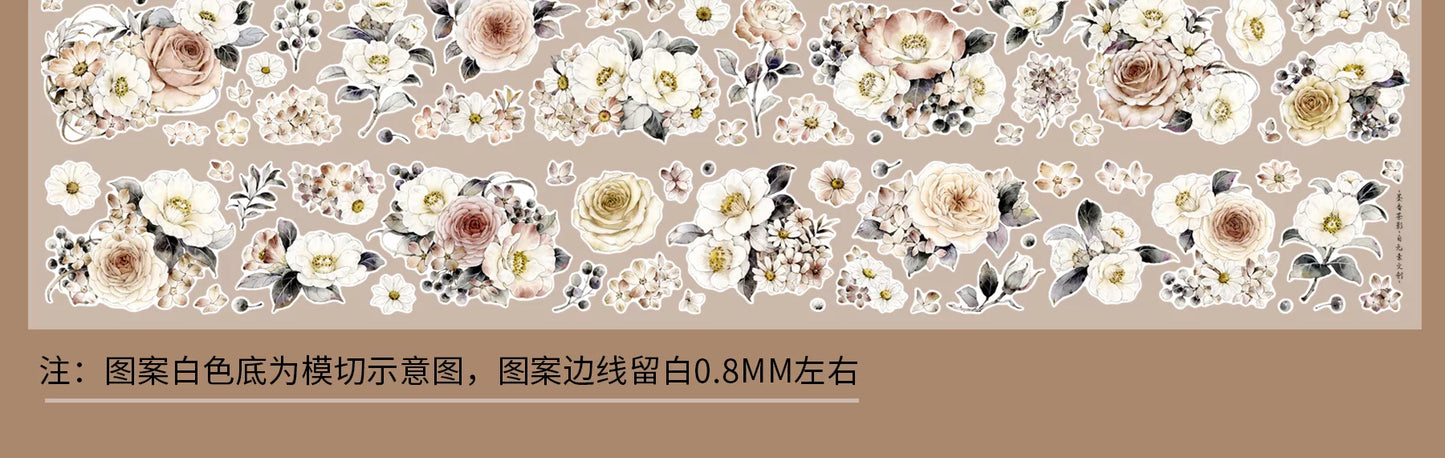 ZiYuanSu Vol15【Ink Fragrance and Tea Shadow】Background Scene Pre-cut Washi PET Tape
