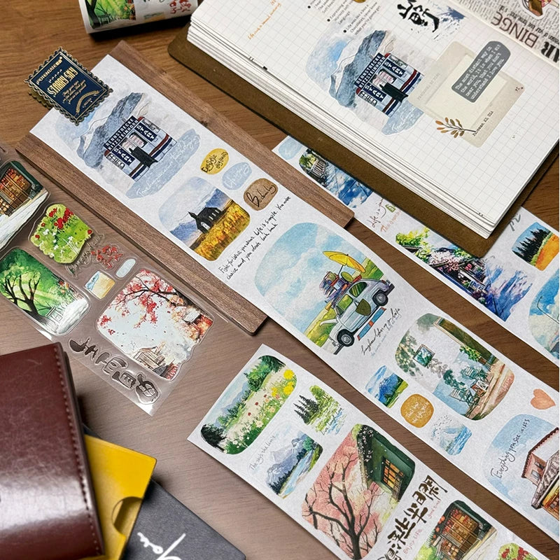 Wait Studio【Pick up Light Themed Scenery】Pre-cut Light Retro Washi/PET Tape