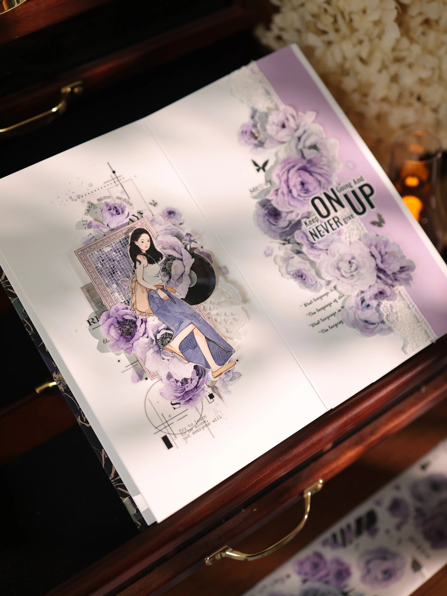 YiEr Vol17【Purple Echo】Kiss-cut Floral Washi Tape and PET Stickers