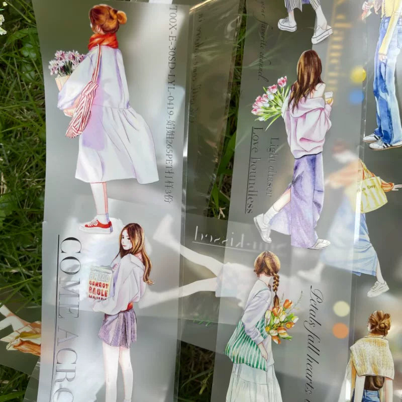 ZaoZao Vol1【Meet】Original Design Kiss-Cut Washi PET Tape Stickers,for Scrapbook Supplies,Journaling,Junk Journal,Bullet Journal,Planner Stickers