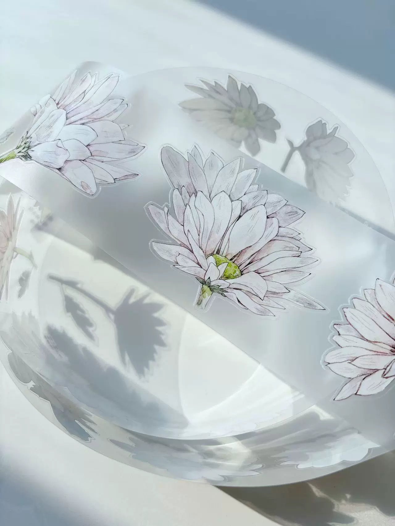 Kaixiaoxun Vol10【Soft Mist Powder】 Pre-Cut Long Loop Flower Background Washi/Matte PET Tape for Scrapbook Supplies,Junk Journal Supplies