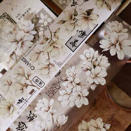 YiEr Vol14【Moon Condensation Fragrance】Ancient Style Magnolia Floral Washi Tape and PET Stickers