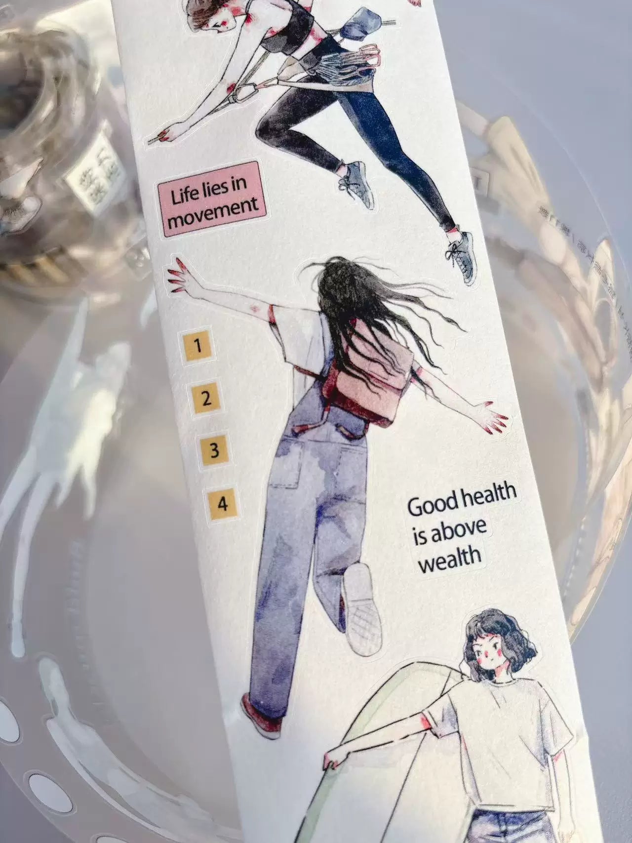 Kaixiaoxun Vol11【Keep Moving】 Pre-Cut Long Loop Washi/Matte PET Tape for Scrapbook Supplies,Junk Journal Supplies