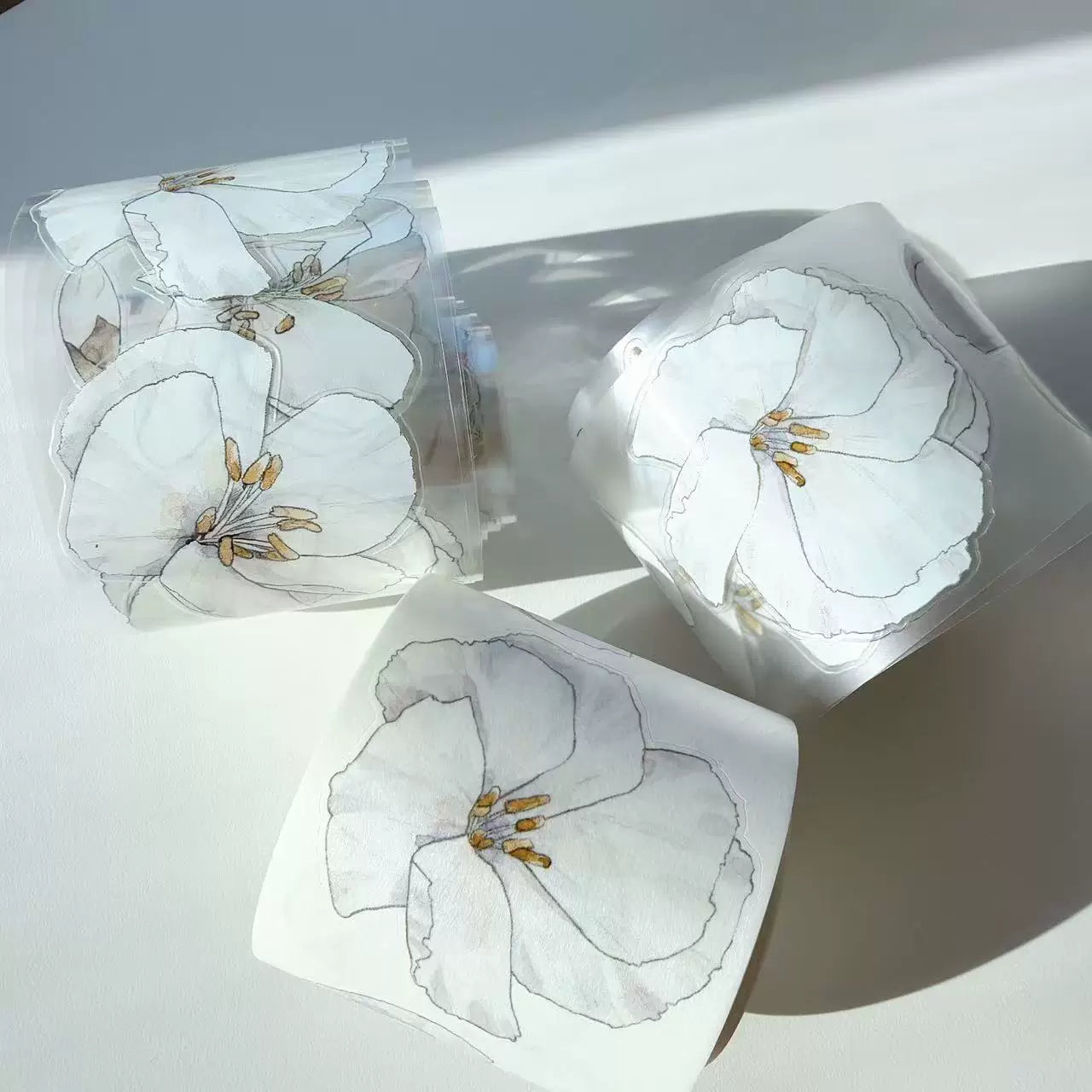 Kaixiaoxun Vol12【Plain White】 Pre-Cut Long Loop Washi/Matte PET Tape for Scrapbook Supplies,Junk Journal Supplies