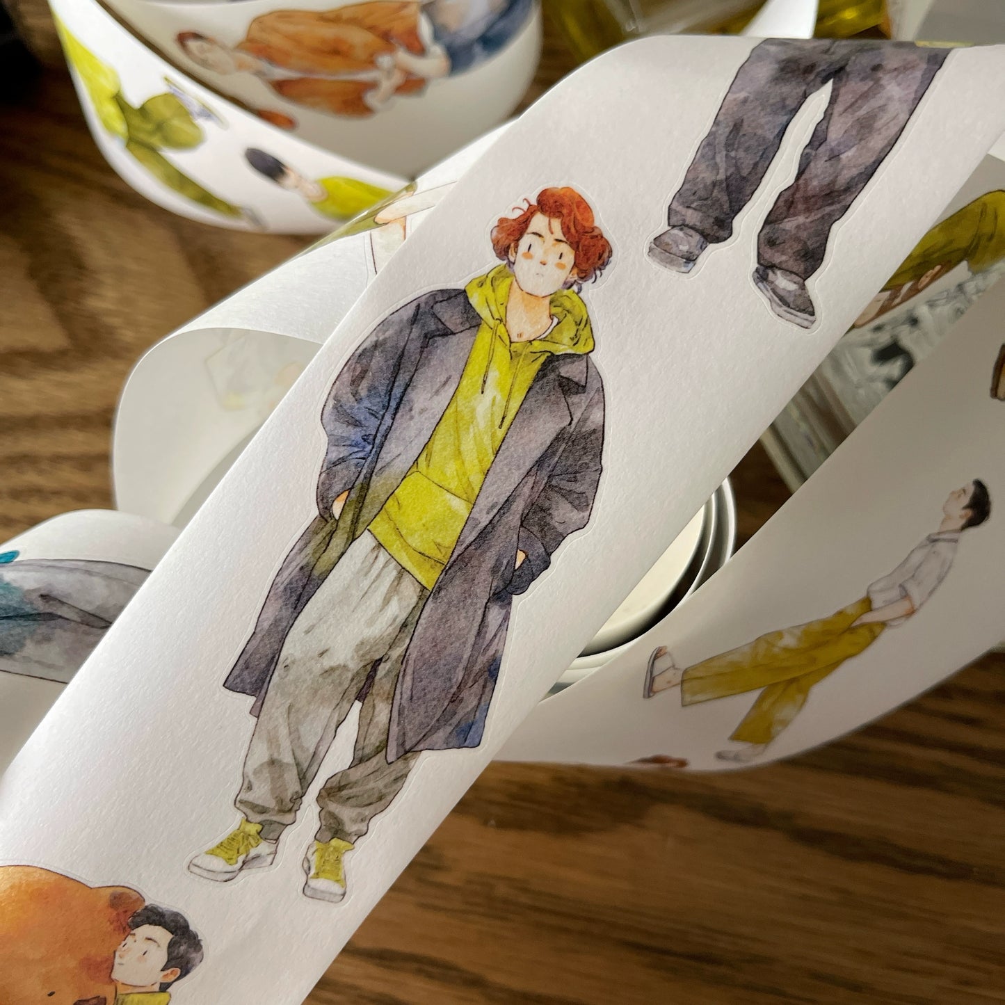 DingDing Vol10【34#That Cute Guy】Original Design Pre-Cut Washi/PET Tape Stickers,for Scrapbook Supplies,Journaling,Junk Journal,Bullet Journal,Planner Stickers