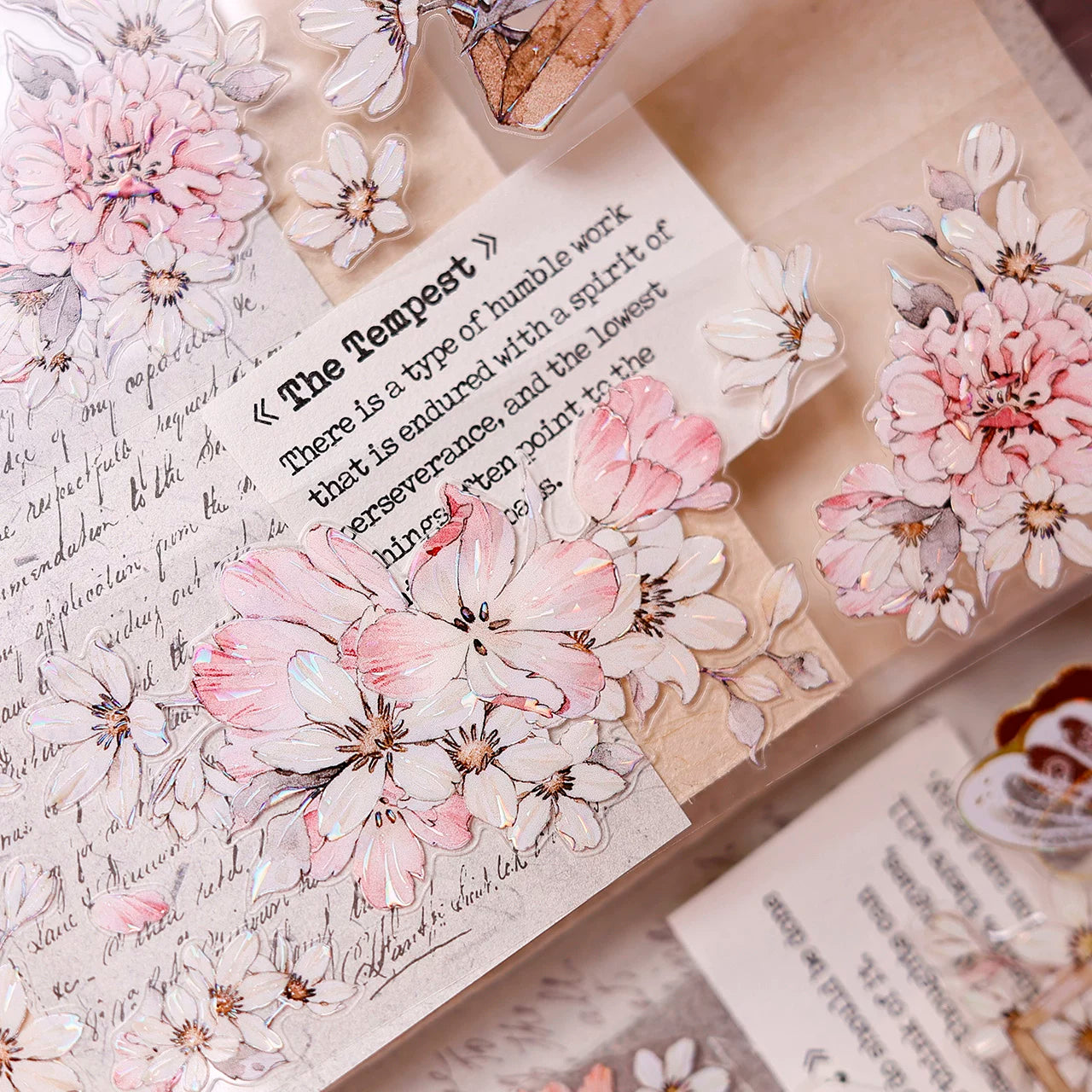 XiaoBaiJia Salt Series【Powdered Floss】Pre-cut Orginal Design Washi/Pet Tape Light Retro Stickers