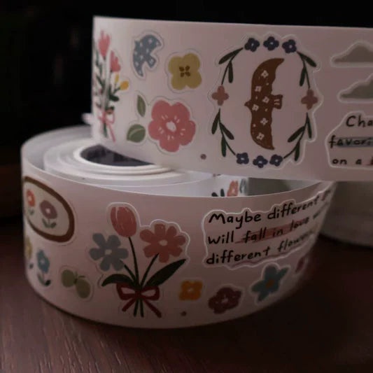 YiEr Minimalist Style Vol4【Rabbit Flower Story】Pre-cut Light Retro Orginal Design Washi Pet Tape Landscape Stickers