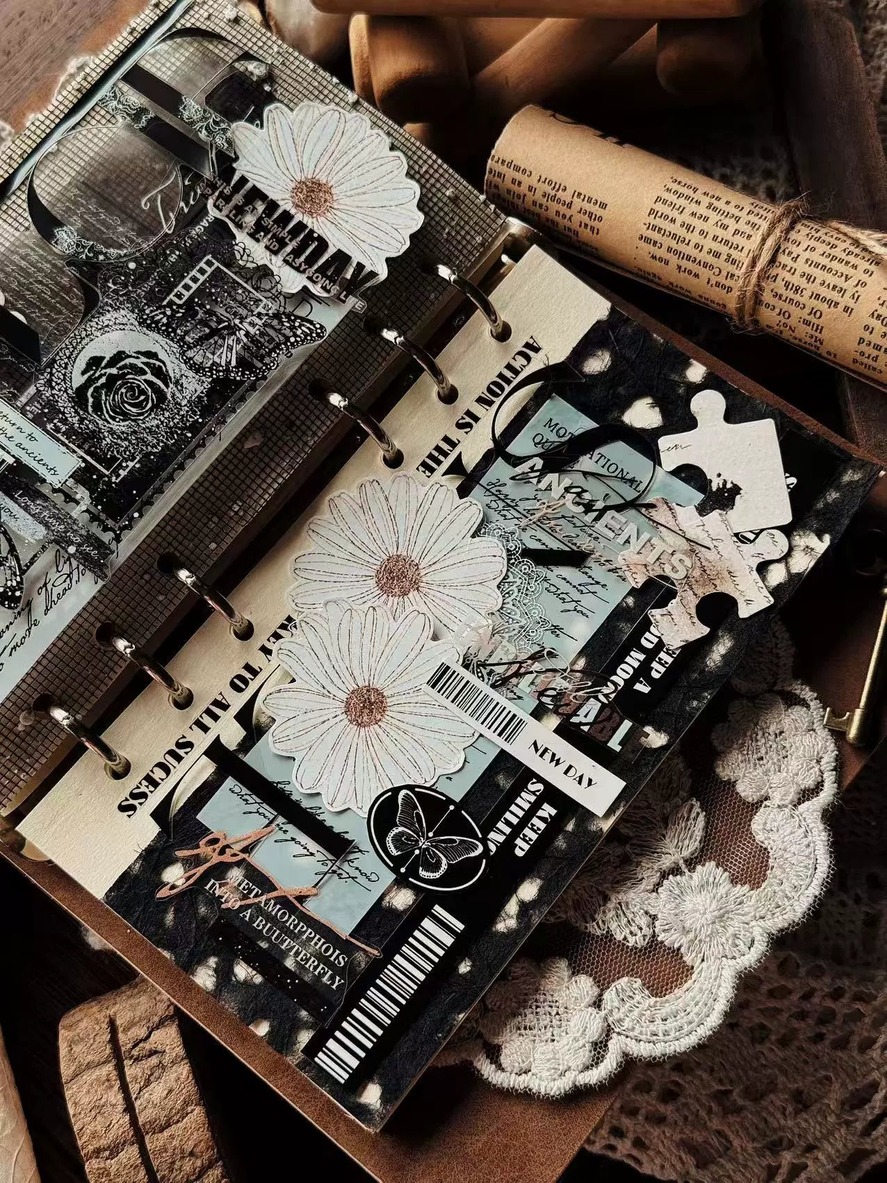 Linlanxi 【Residual Charm and Flowing Light】Original Pre-cut Washi/Pet Tape,New Fashion Retro Wider English Text