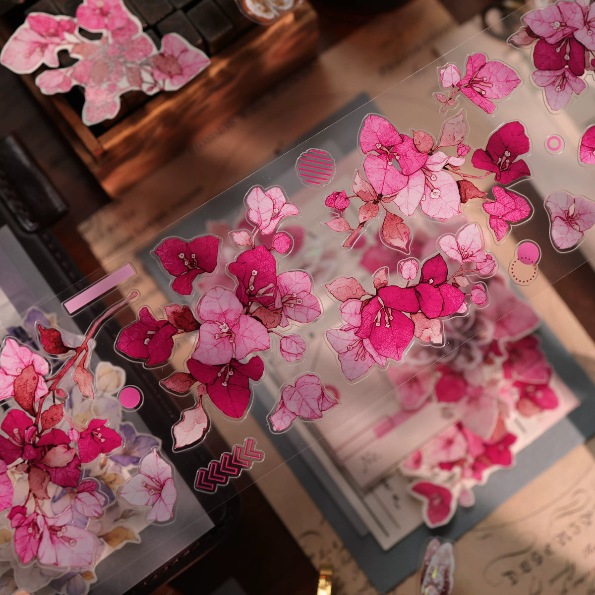 YiEr Vol18【Bougainvillea】Pre-cut Orginal Design Follower Washi Tape and PET Stickers