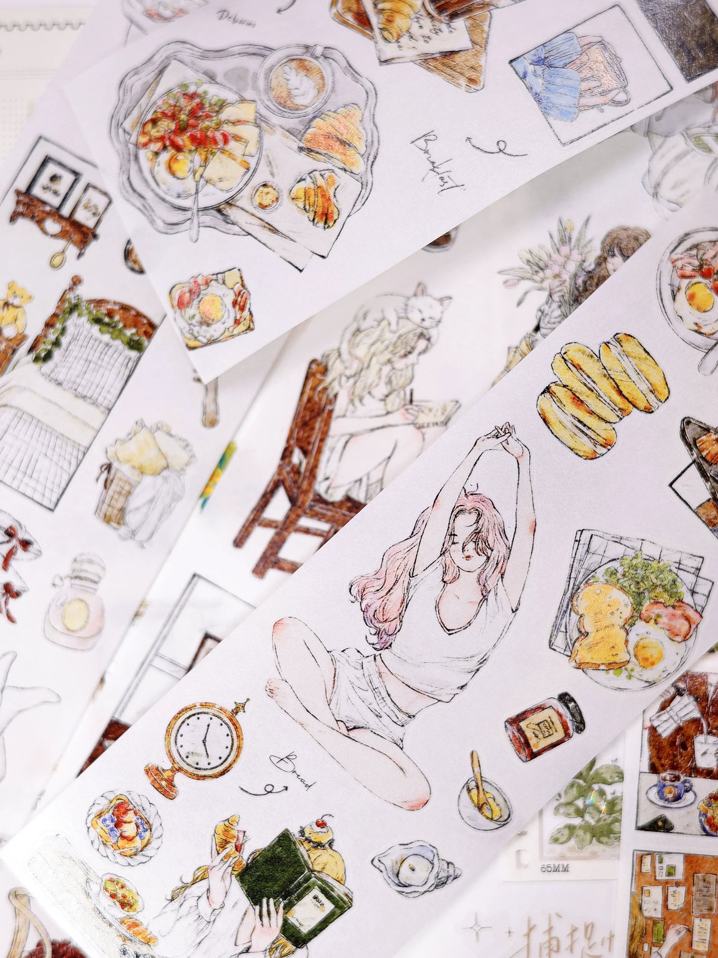 XiaoBaiJia Salt Series【Life Scroll】Pre-cut Orginal Design Washi/Pet Tape Light Retro Stickers