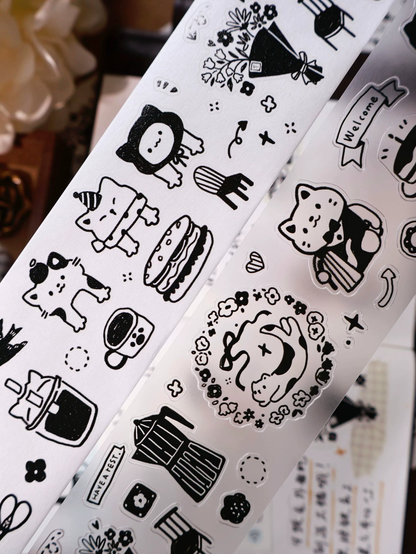 YiEr Minimalist Style Vol4【Cat Cafe Daily】Light Retro Orginal Design Washi Pet Tape Landscape Stickers