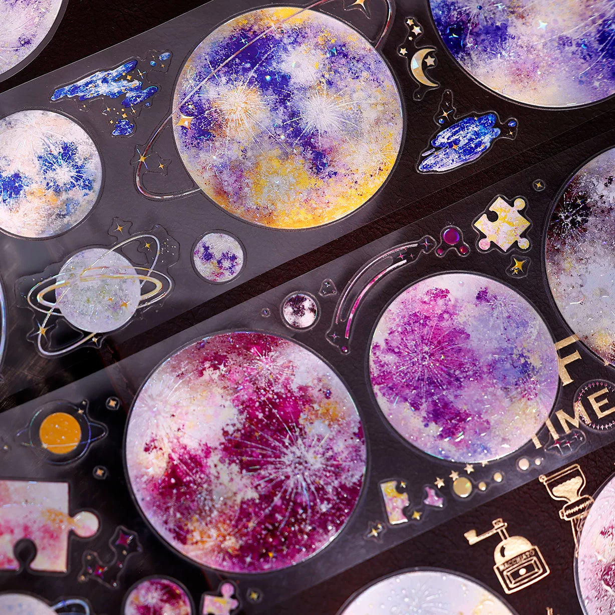 XiaoBaiJia【Starfall】Pre-cut Dream Planet Orginal Design Washi Pet Tape Light Retro Stickers