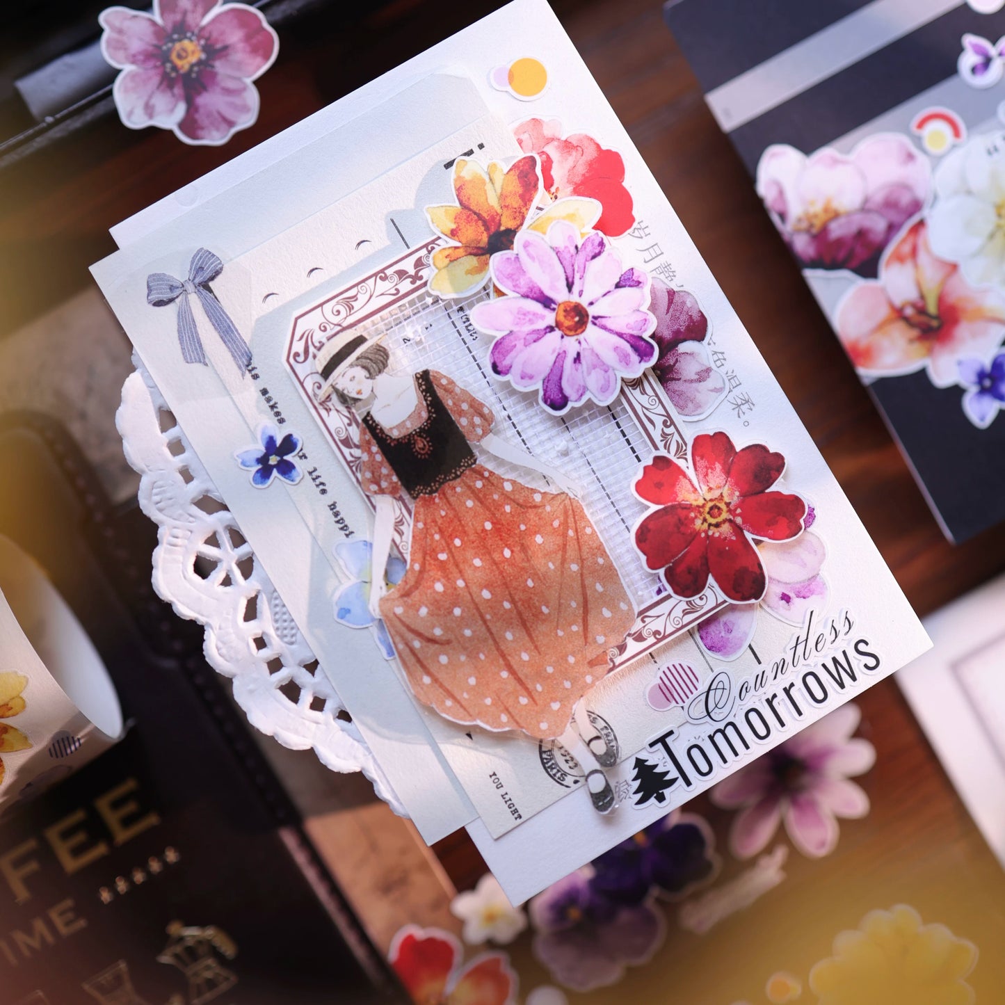 YiEr Vol17【Colorful Strips】Kiss-cut Floral Washi Tape and PET Stickers