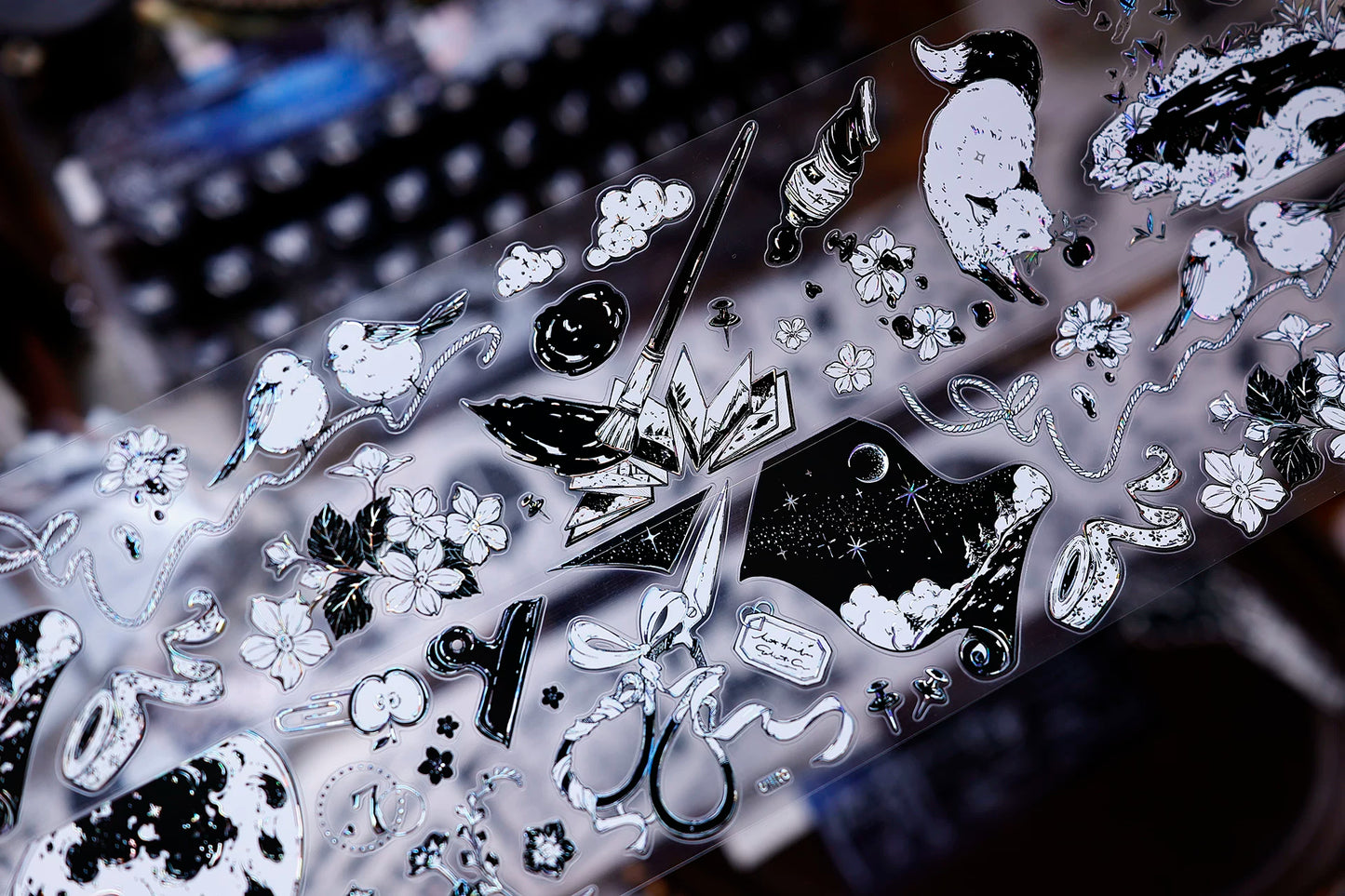 XiaoBaiJia Salt Series【Black and White Art World】Pre-cut Orginal Design Washi/Pet Tape Light Retro Stickers