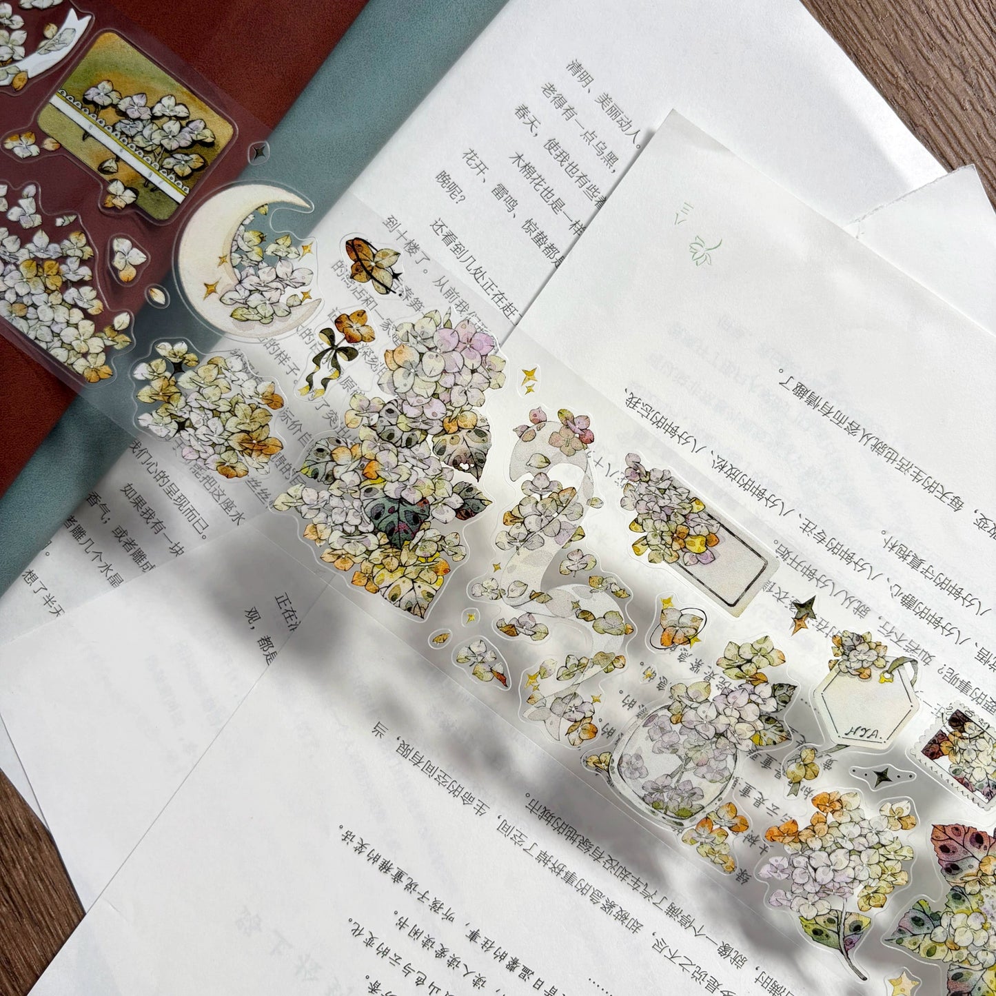 ZiYuanSu Vol12【Colorful Embroidery】Scene/Landscape Pre-cut Washi/PET Tape,for Scrapbook Supplies,Scrapbook Tape Stickers,Junk Journal Supplies