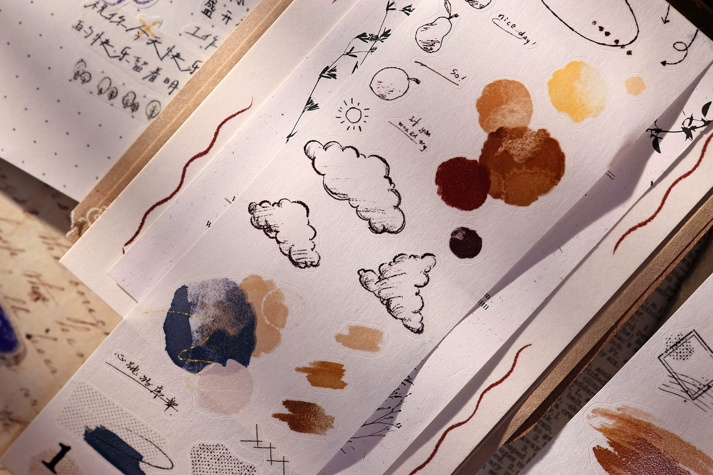 XiaoBaiJia Minimalist Style【Small Decoration】Light Retro Orginal Design Washi Pet Tape Landscape Stickers