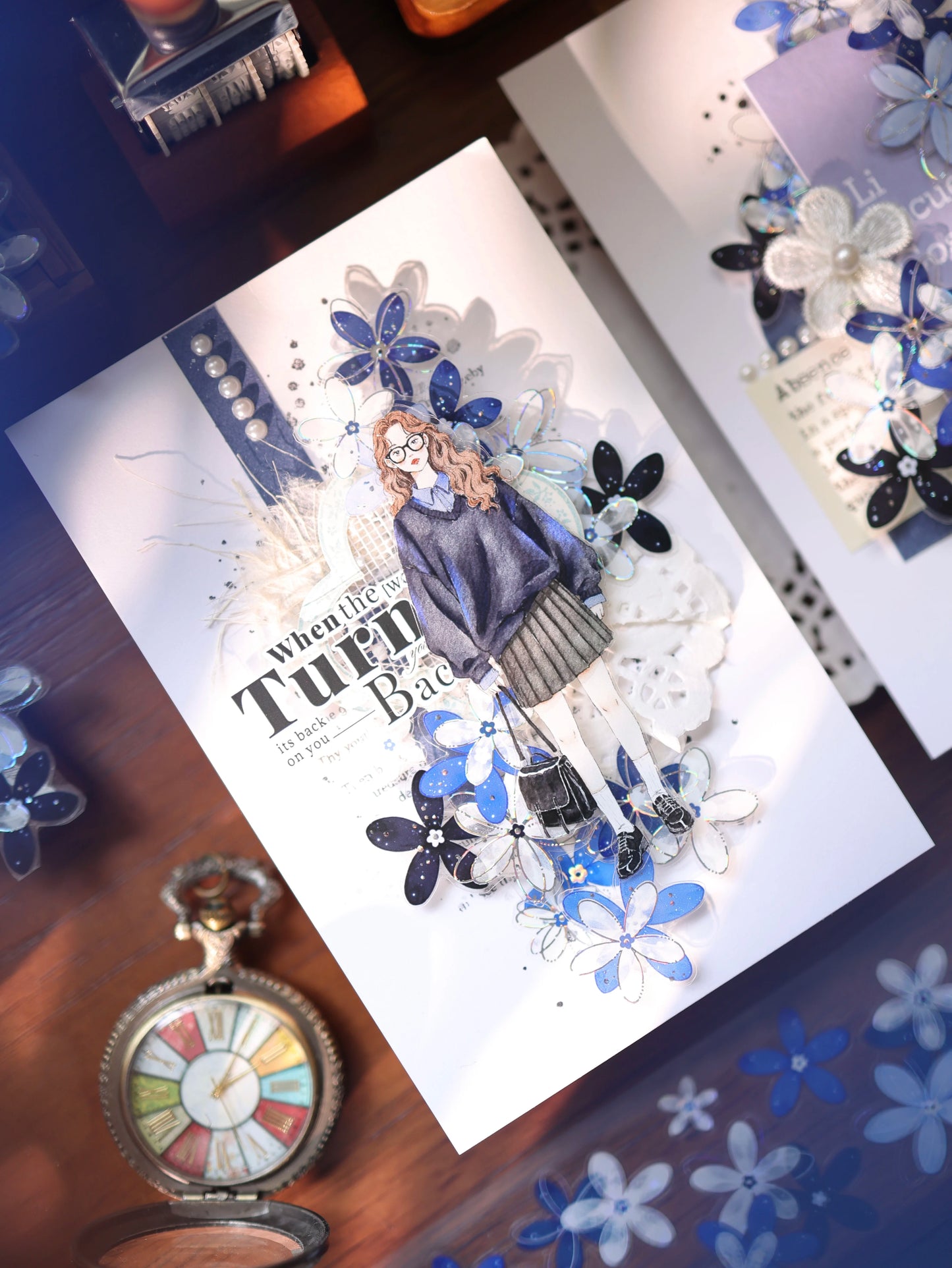 YiEr Vol17【Flowers on the Path】Kiss-cut Light Retro Floral Washi Tape and PET Stickers