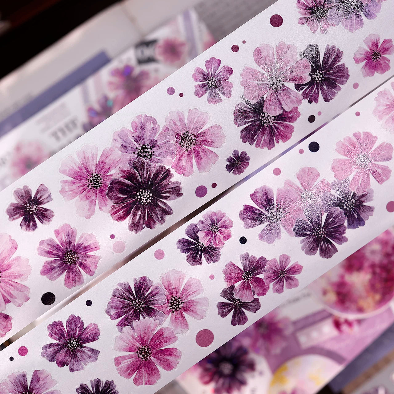 XiaoBaiJia【Smoke Light Condensation Purple】Orginal Design Washi Pet Floral Tape Light Retro Landscaping Stickers