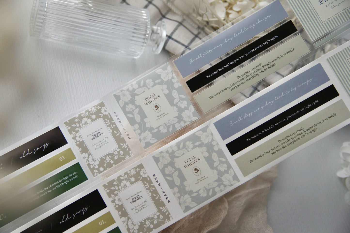 TianCheng-Vol8【Whisper of Blossoms on Paper】Washi PET Tape,for Scrapbook Supplies,Scrapbook Tape Stickers,Junk Journal Supplies