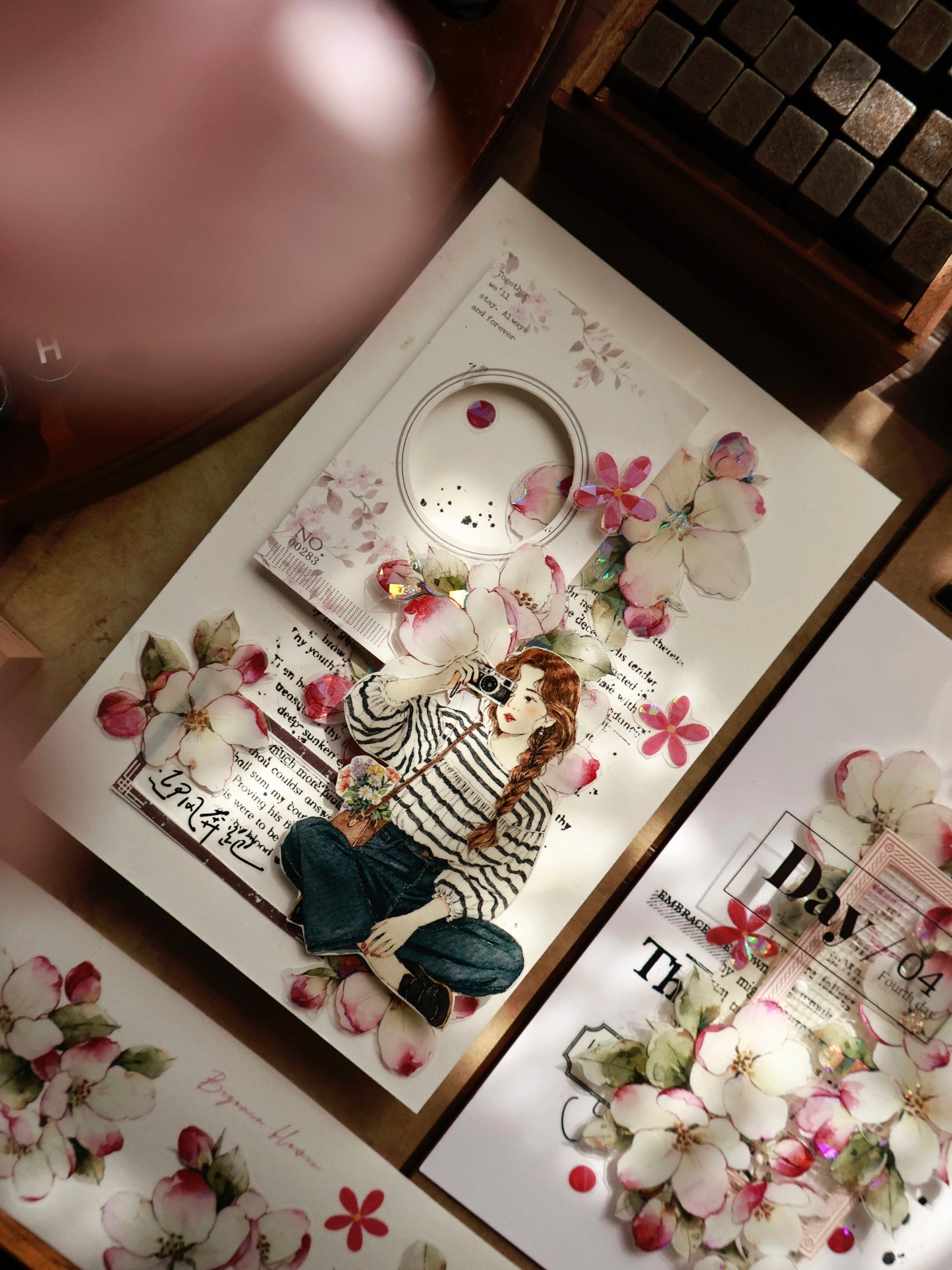 YiEr Vol15【Crabapple Blossom】Orginal Design Pre-cut Washi/Pet Floral Tape Light Retro Landscaping Stickers