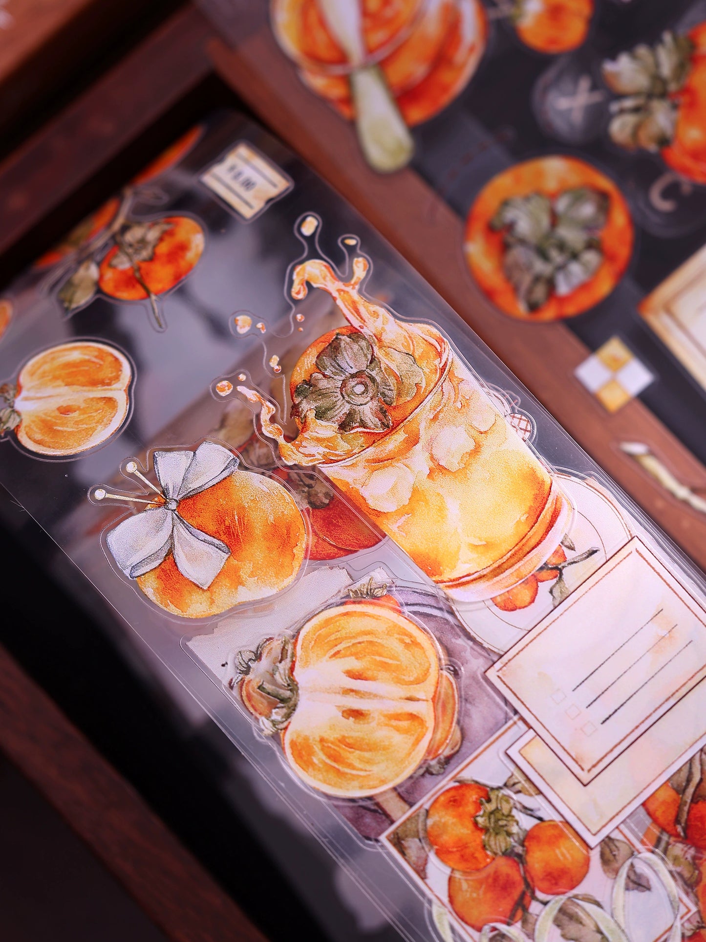 XiaoBaiJia【Winter Persimmon】Light Retro Orginal Design Washi Pet Tape Landscape Stickers