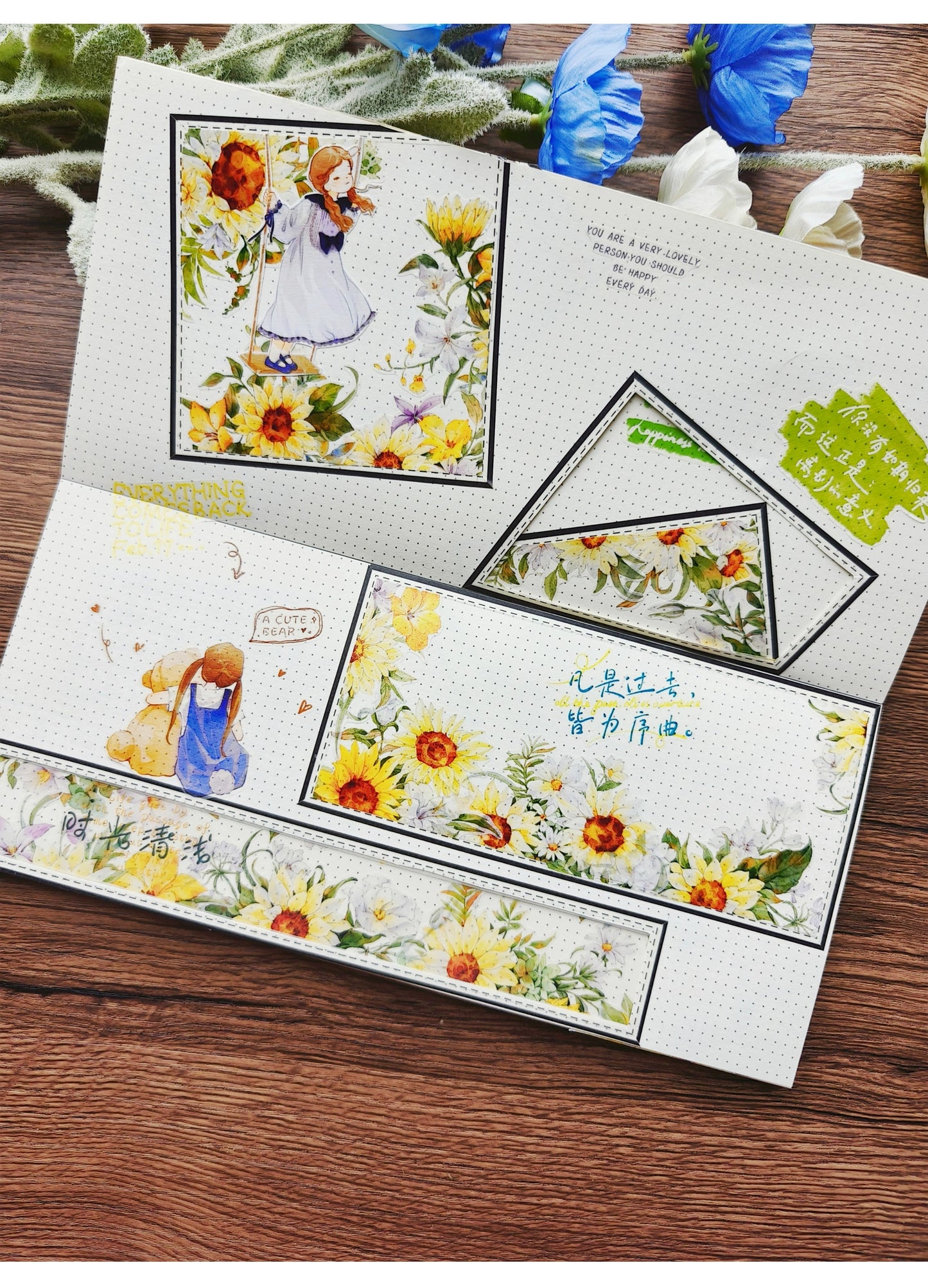 ZiYuanSu Vol12【Radiant Sunflower Color】Scene/Landscape Pre-cut Washi/PET Tape,for Scrapbook Supplies,Scrapbook Tape Stickers,Junk Journal Supplies