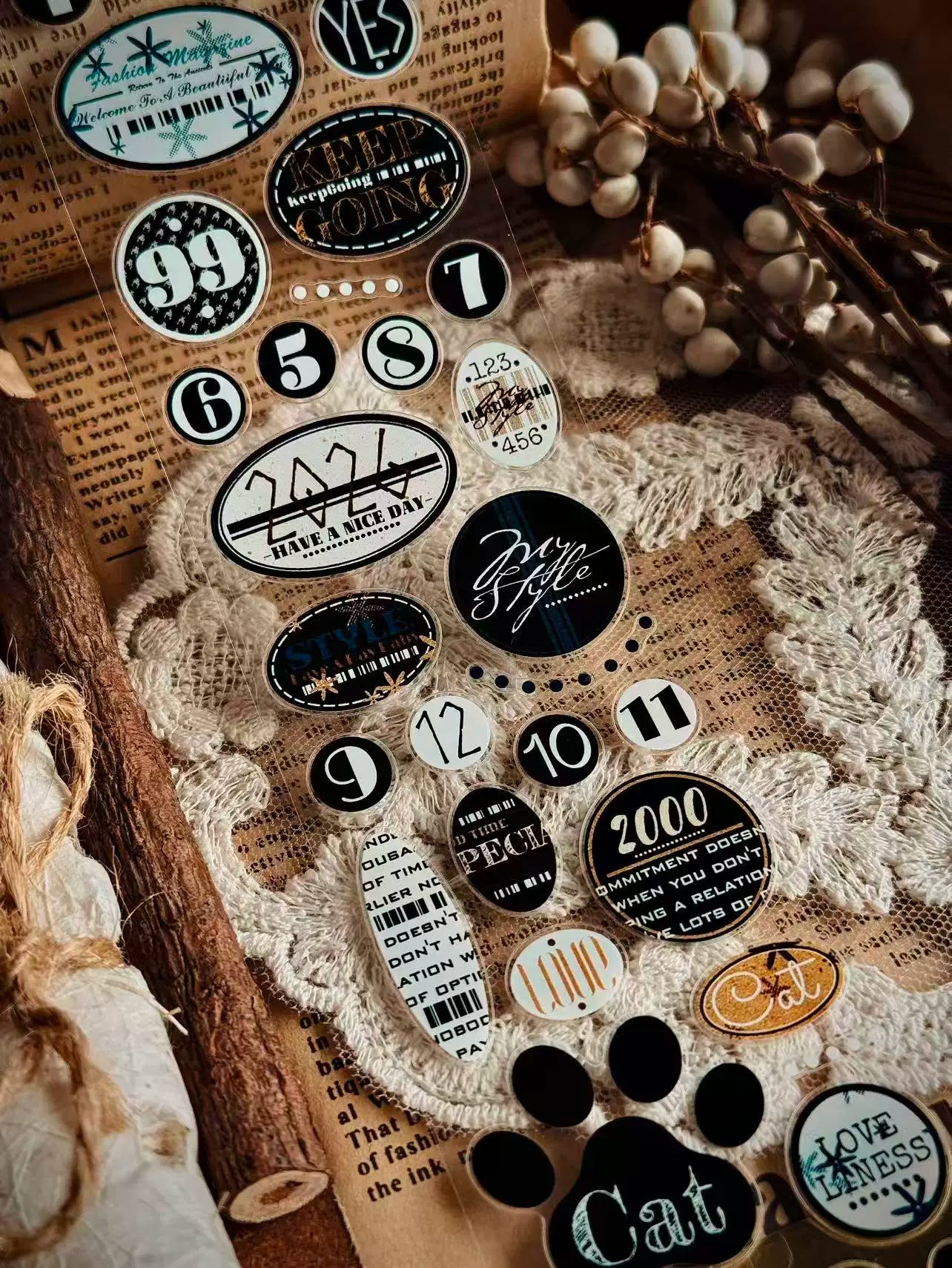 Linlanxi Vol14【Circular Label Set】Original Design Retro Exquisite Vintage Decorative Washi/Pet Tape
