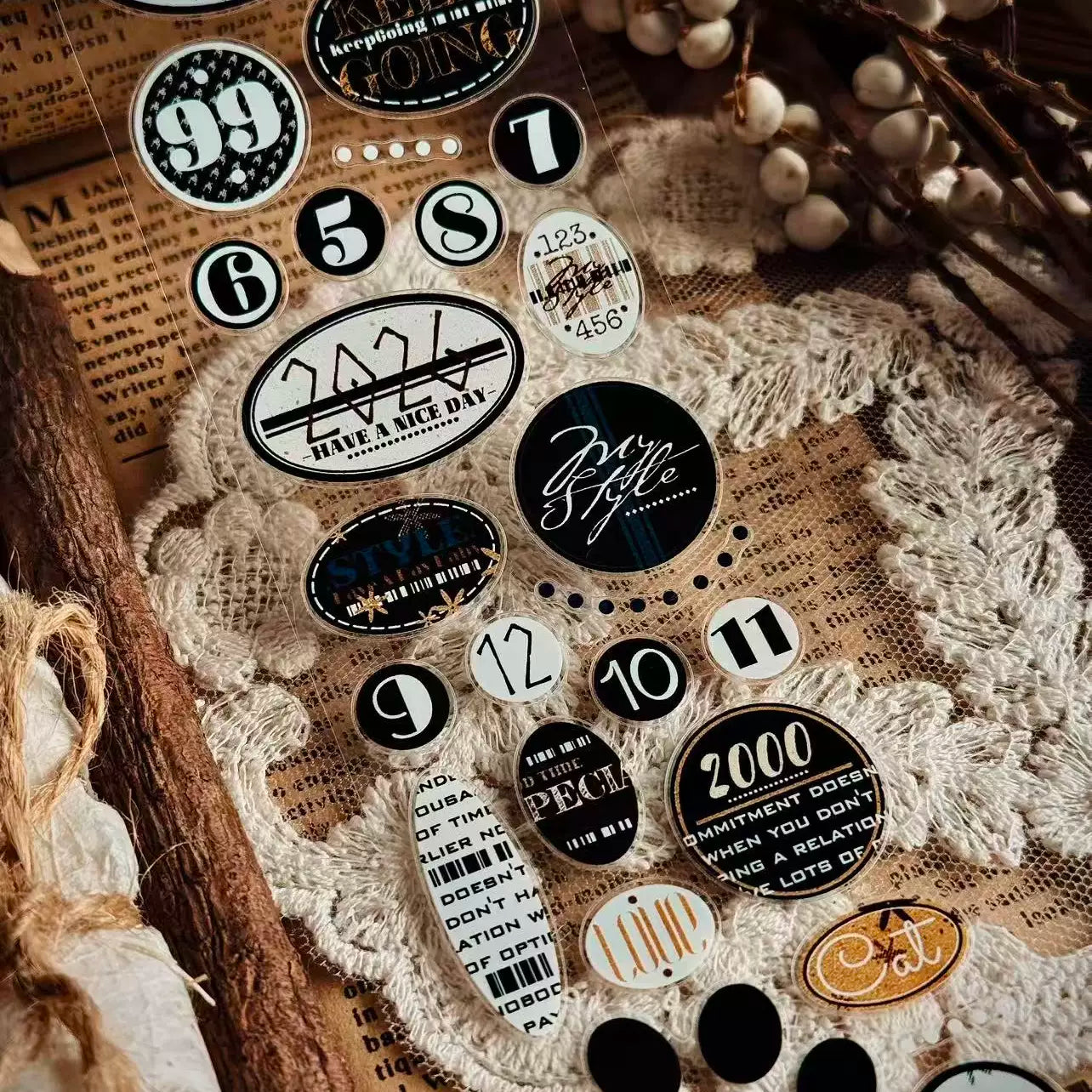 Linlanxi Vol14【Circular Label Set】Original Design Retro Exquisite Vintage Decorative Washi/Pet Tape