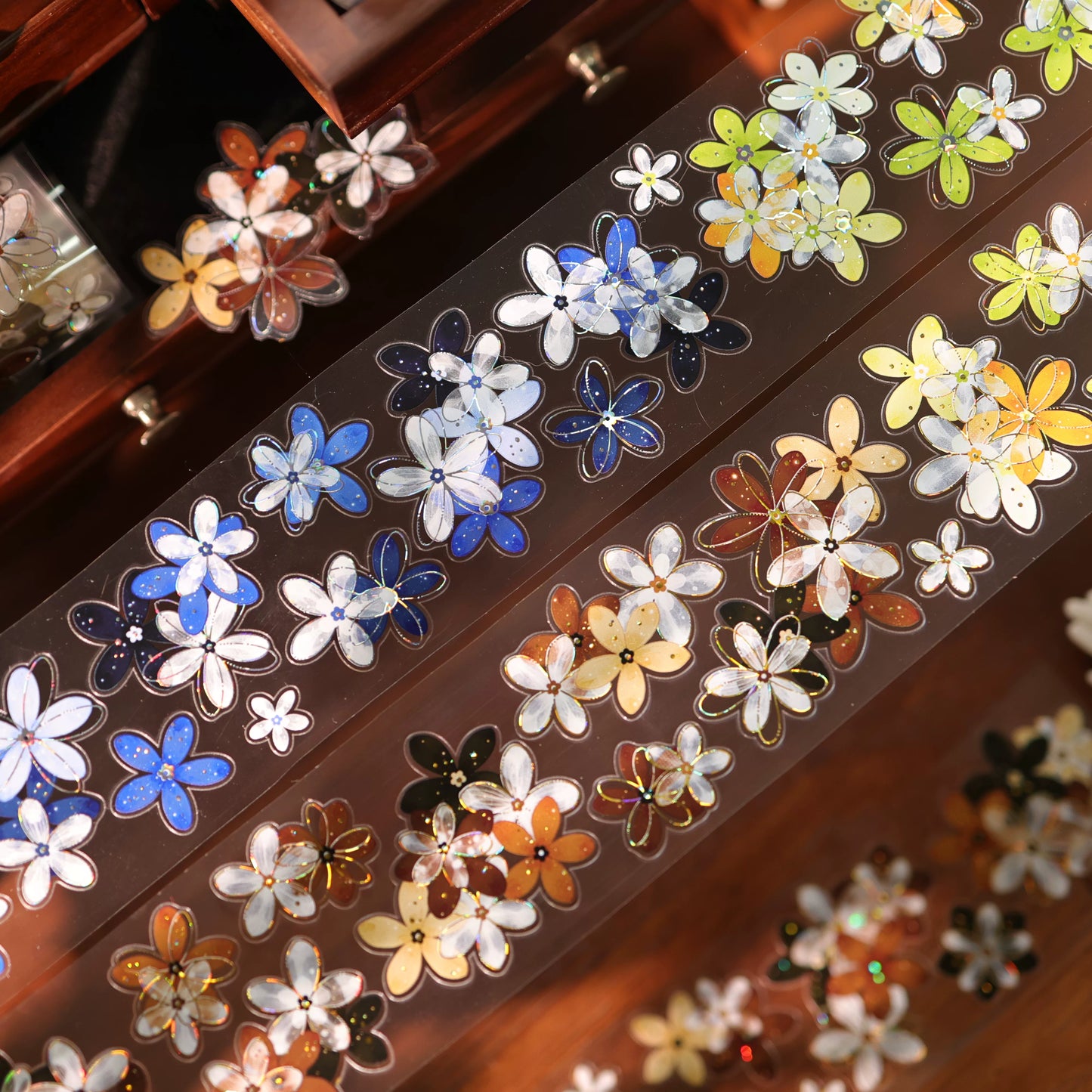 YiEr Vol17【Flowers on the Path】Kiss-cut Light Retro Floral Washi Tape and PET Stickers