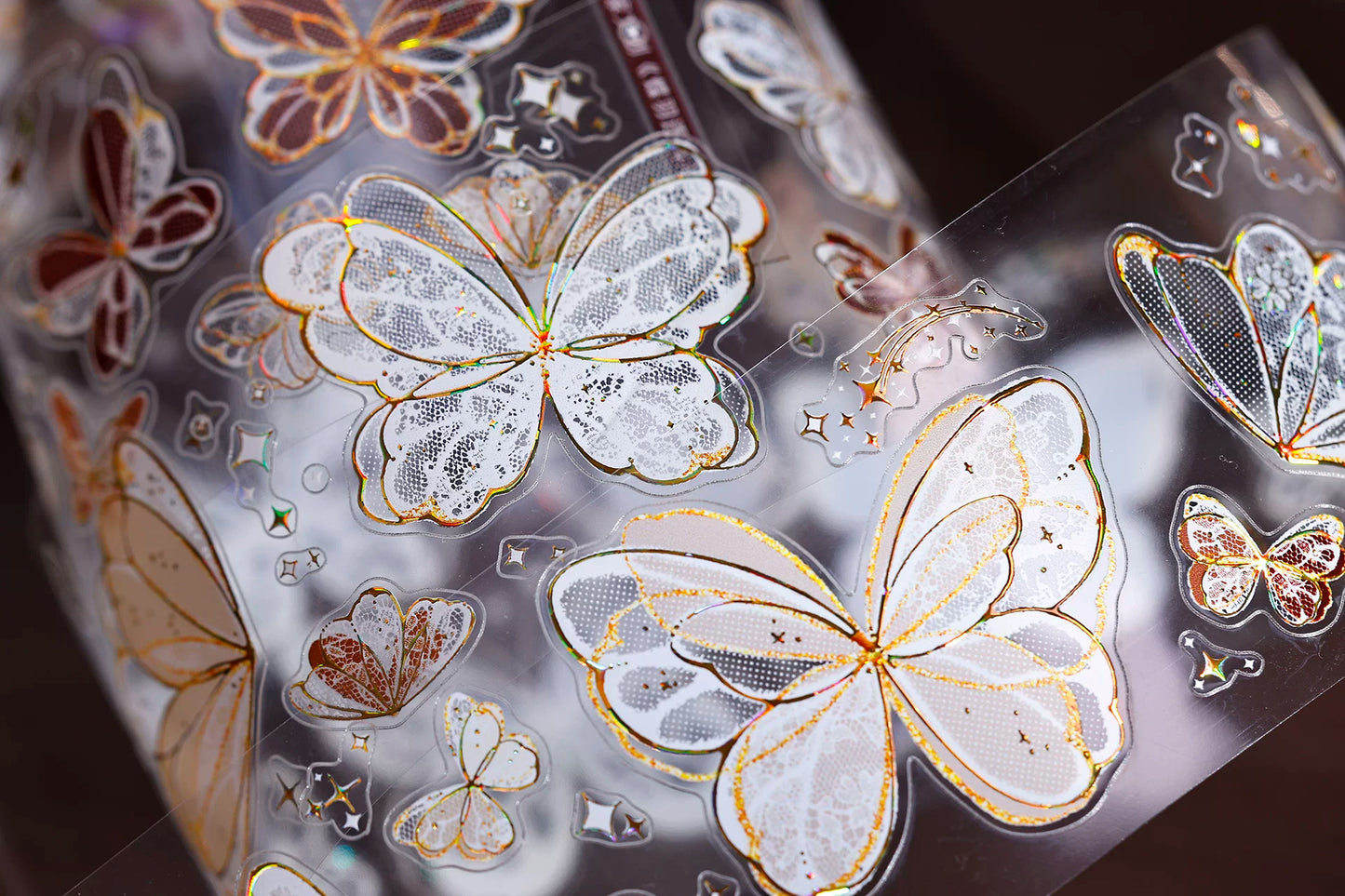 XiaoBaiJia Salt Series【Butterfly Feathers Chasing Light】Orginal Design Kiss-cut Washi/Pet Floral Tape Light Retro Landscaping Stickers