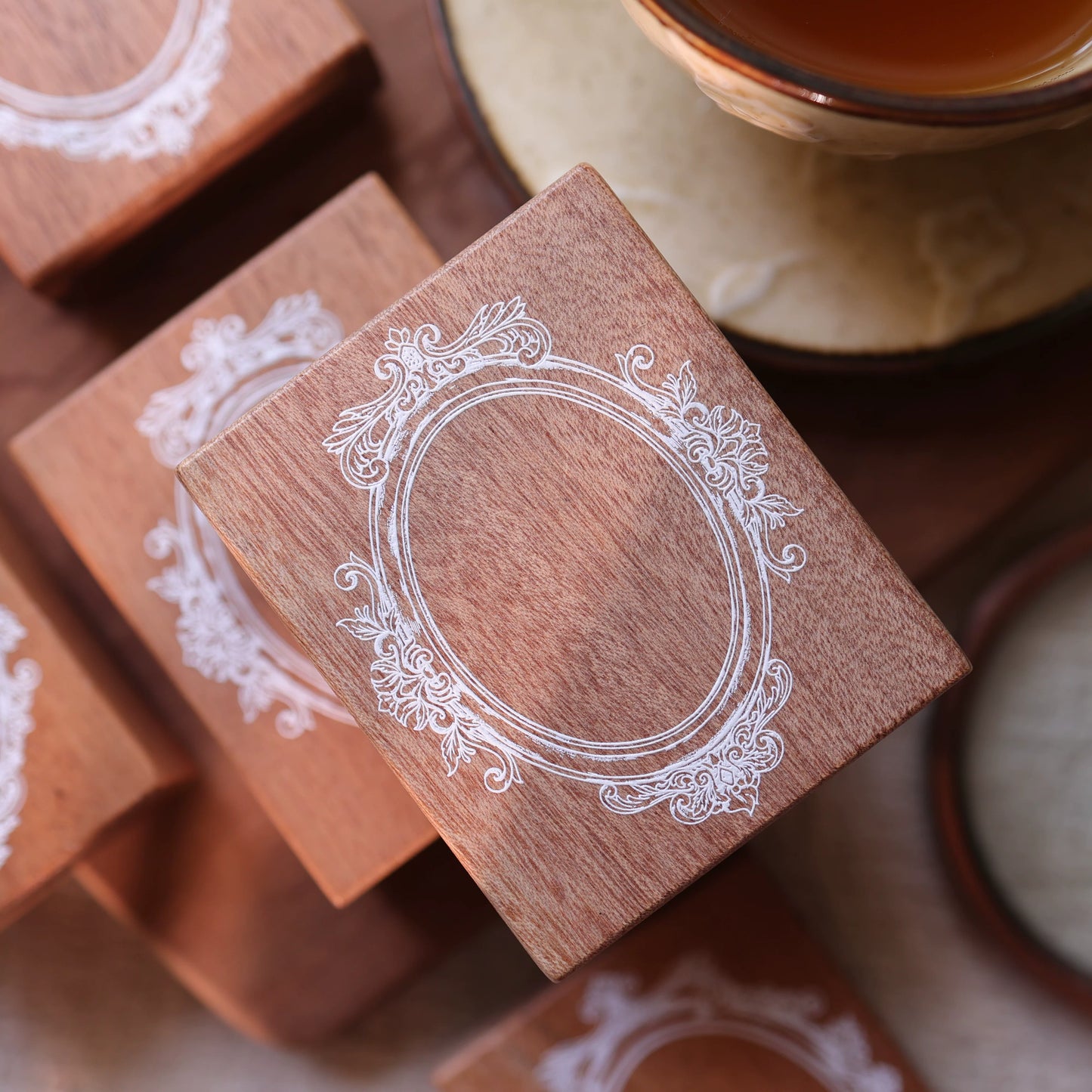 YiEr Vol17【Vintage Border】Imported Maple Red Rubber and Maple Wood Stamp